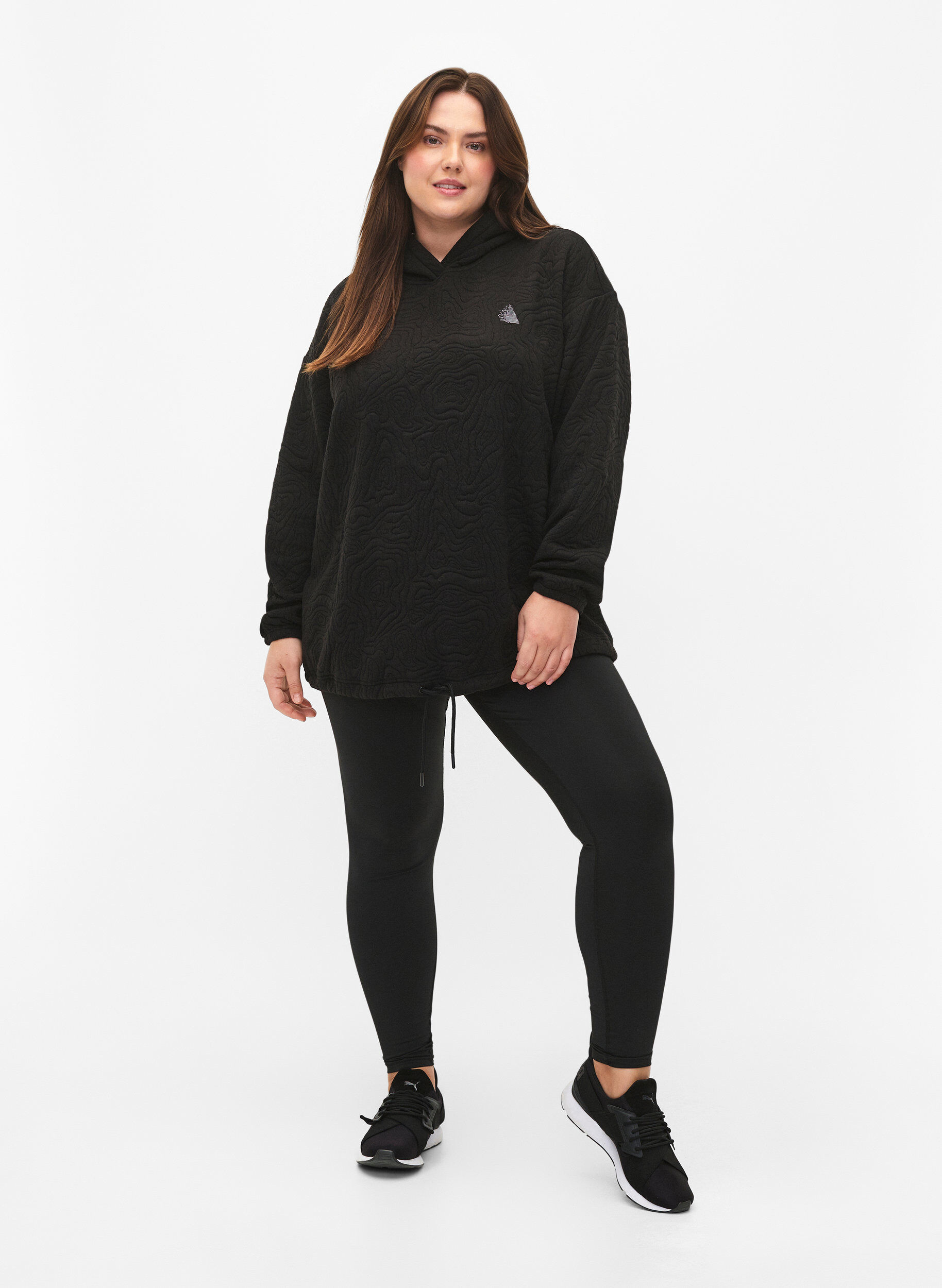 Zizzi Sportowa bluza z kapturem, Black, Model image number 3