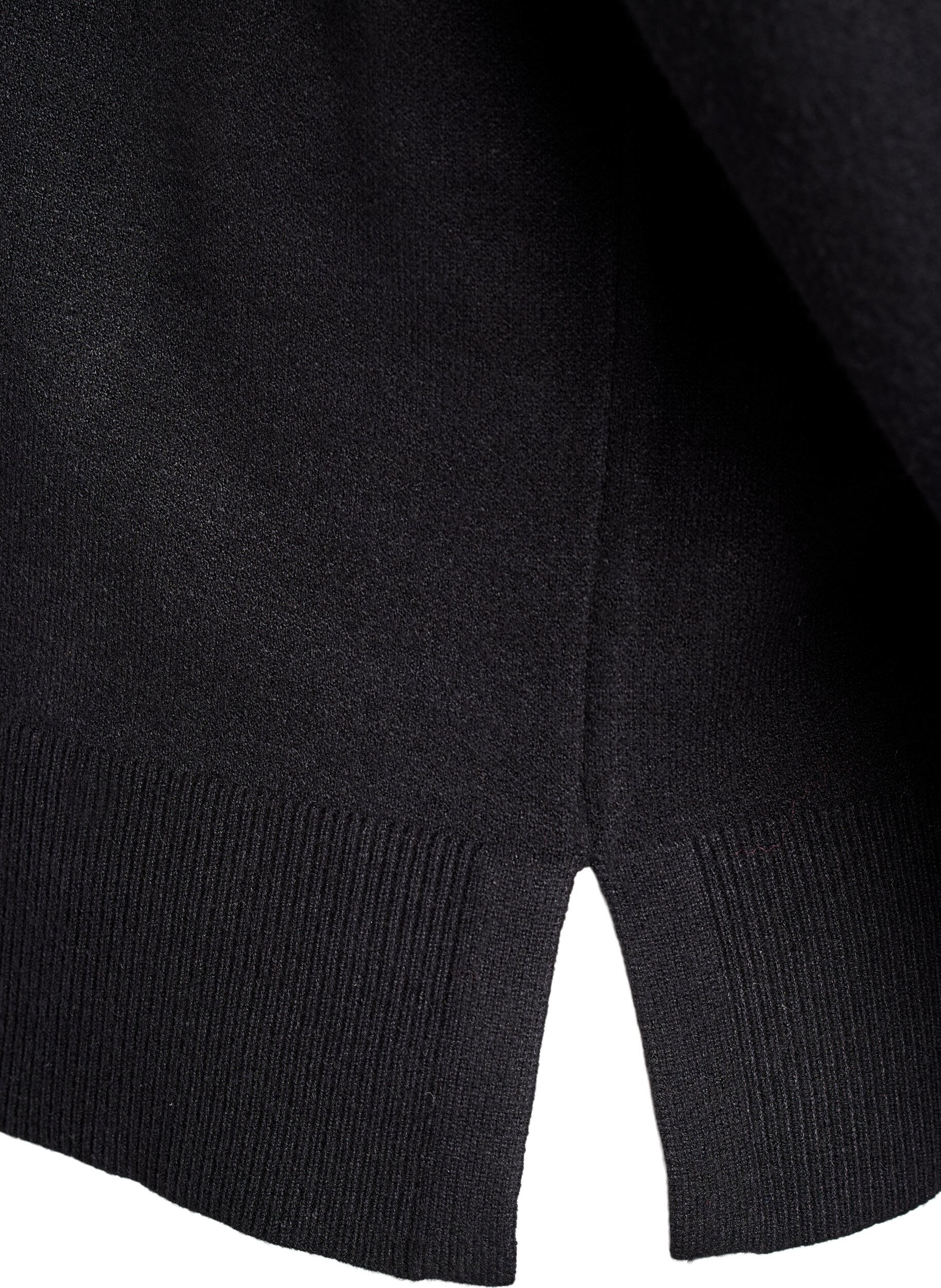 Zizzi Dzianinowa bluzka z wysokim kolnierzem, Czarne, Packshot image number 3