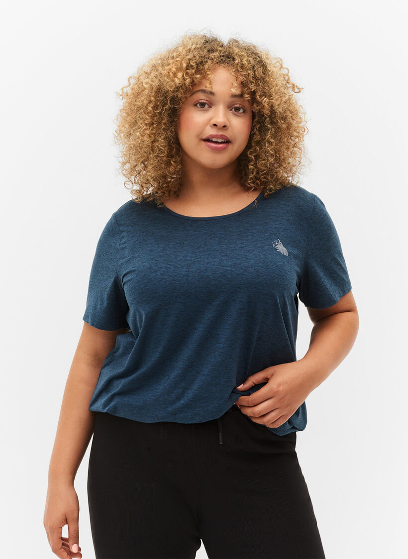 Melanzowa koszulka treningowa z okraglym dekoltem, Night Sky Mel., Model image number 0