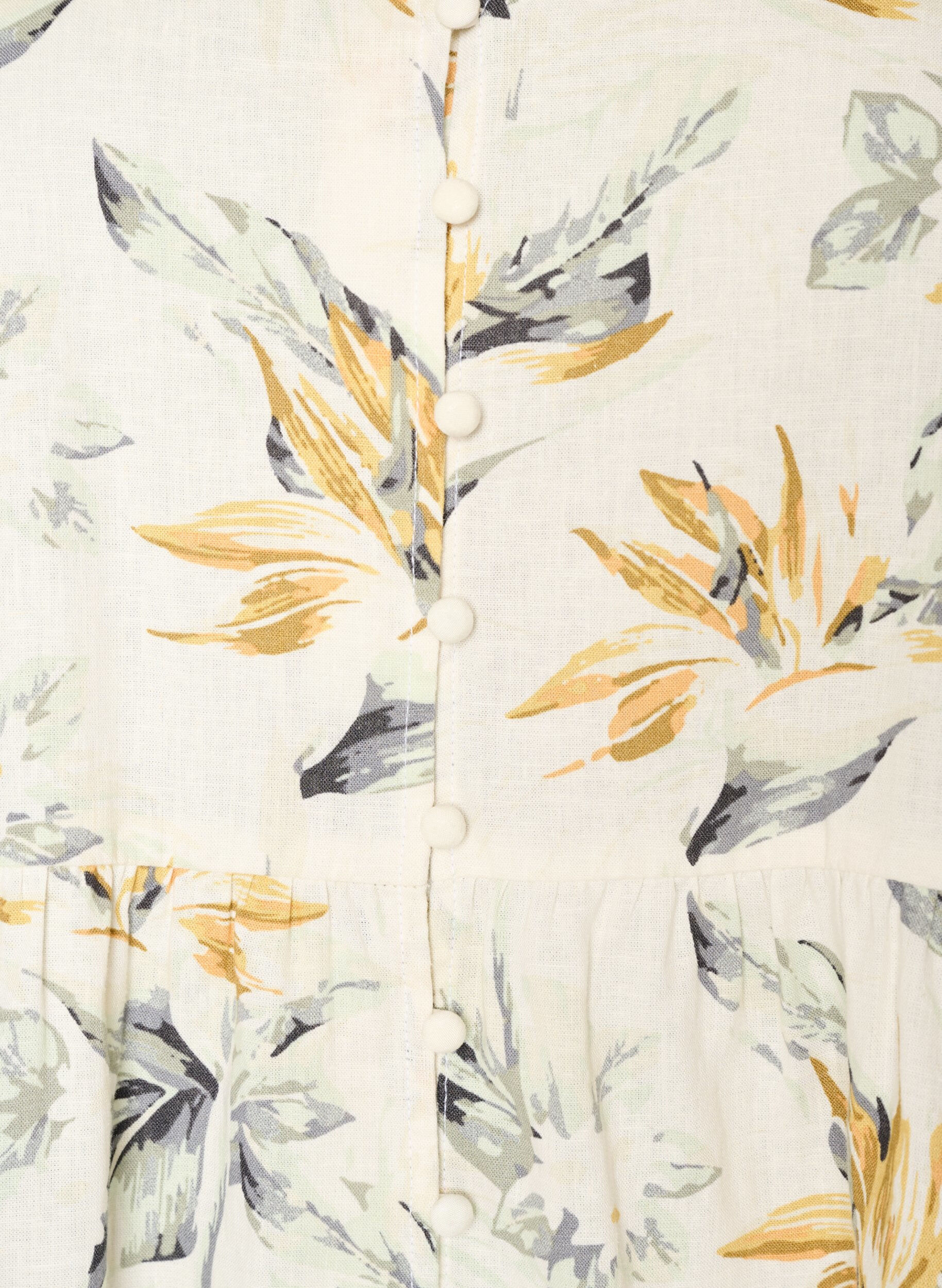 Zizzi Bluzka z lnu i wiskozy z dekoltem w ksztalcie litery V i zapinaniem na guziki, Biały, Packshot image number 2