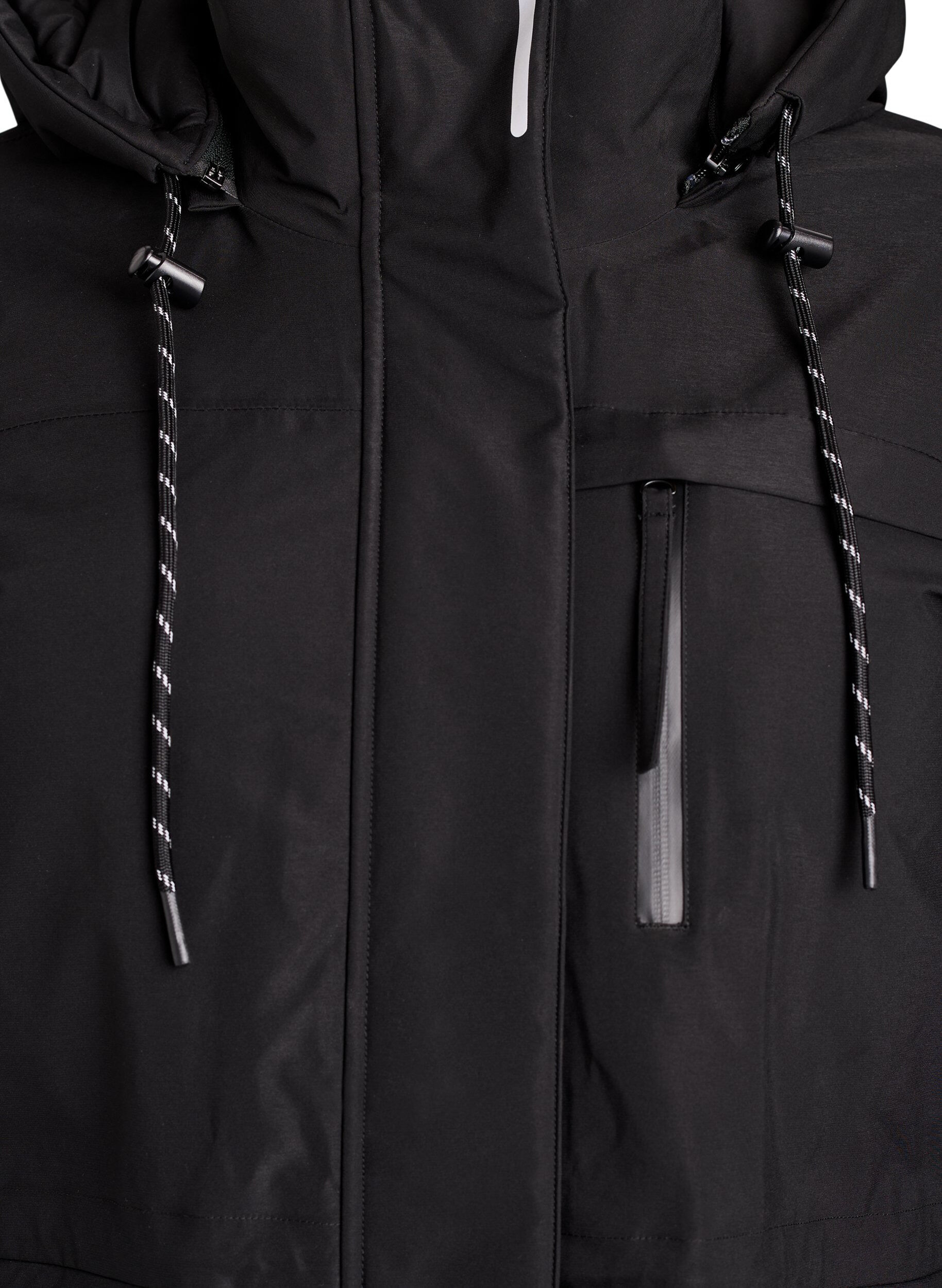 Zizzi Hydrofobowa parka z kapturem i funkcjonalnymi detalami, Czarne, Packshot image number 2