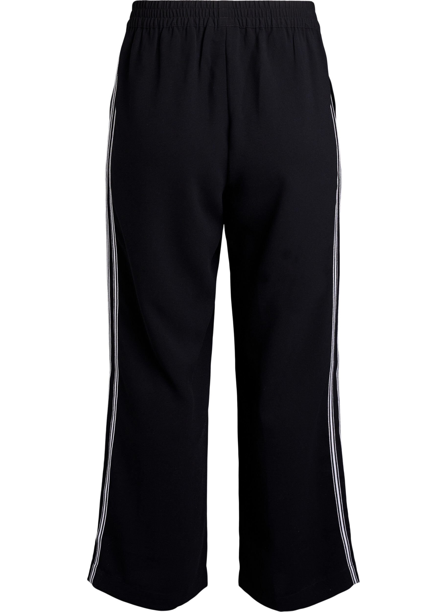 Zizzi Spodnie proste z paskami, Czarne, Packshot image number 1