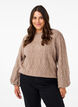 Dzianinowy sweter ze wzorem i z perlami, Desert Taupe Mel., Model image number 0