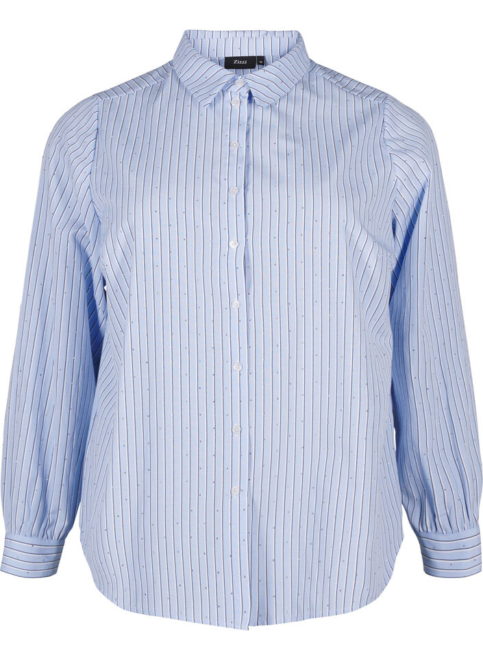 Koszula w paski z cwiekami, Niebieskie, Packshot image number 0
