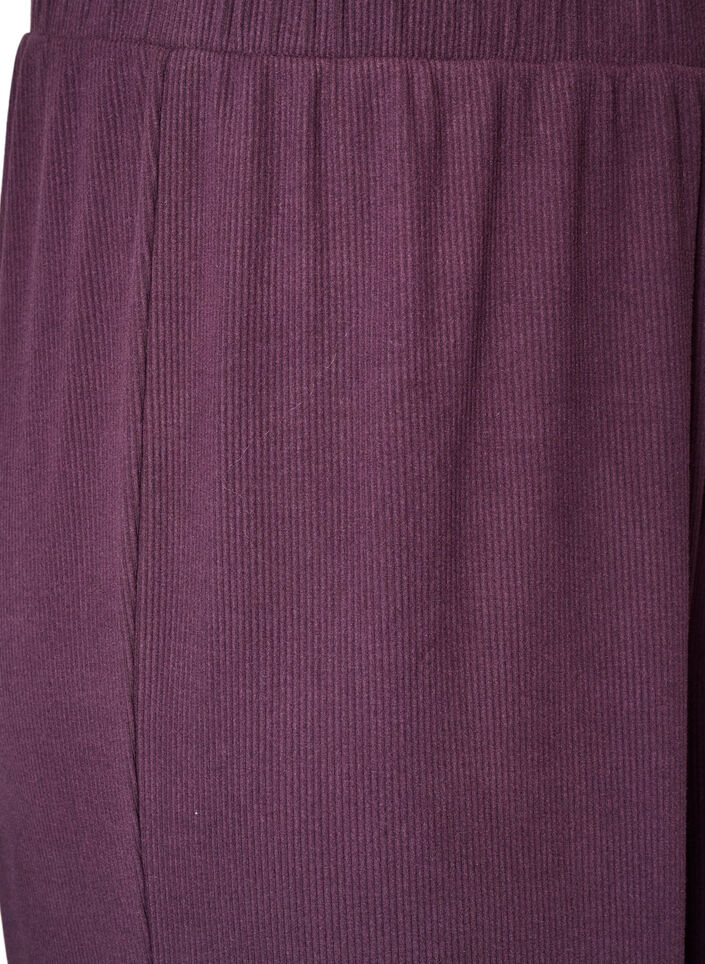 Spodnie dresowe z szerokimi nogawkami z ryflowana dzianina, Fioletowy, Packshot image number 2