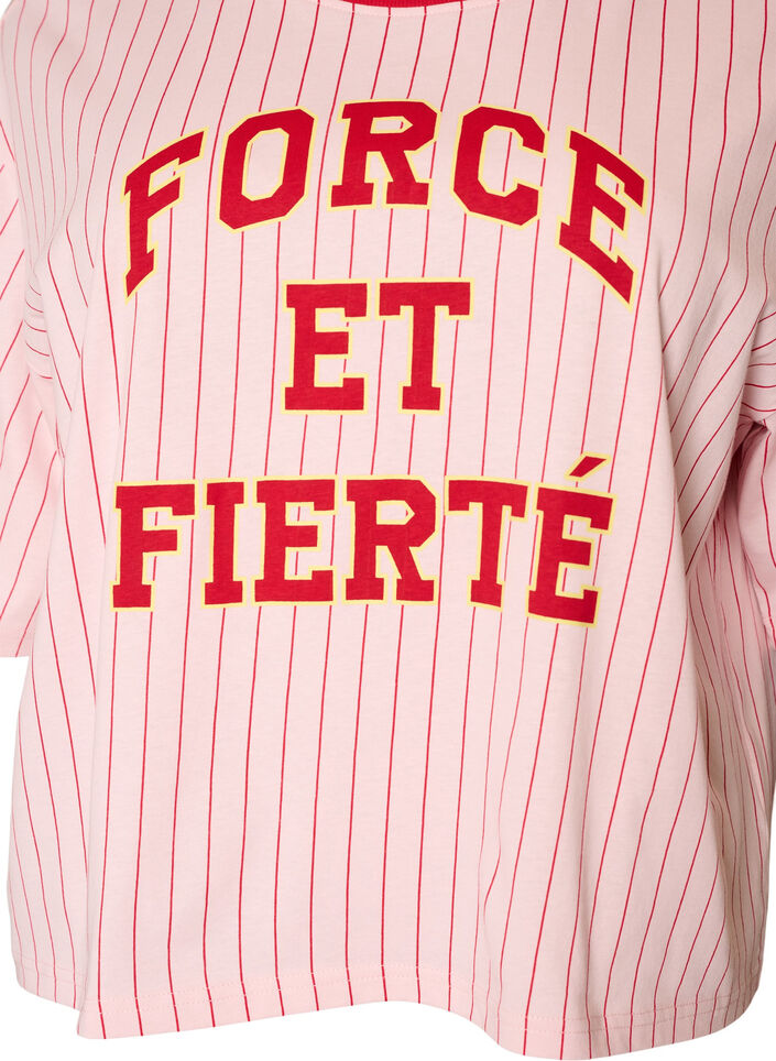 Koszulka Boxy z paskami i nadrukiem, R&oacute;żowy, Packshot image number 2