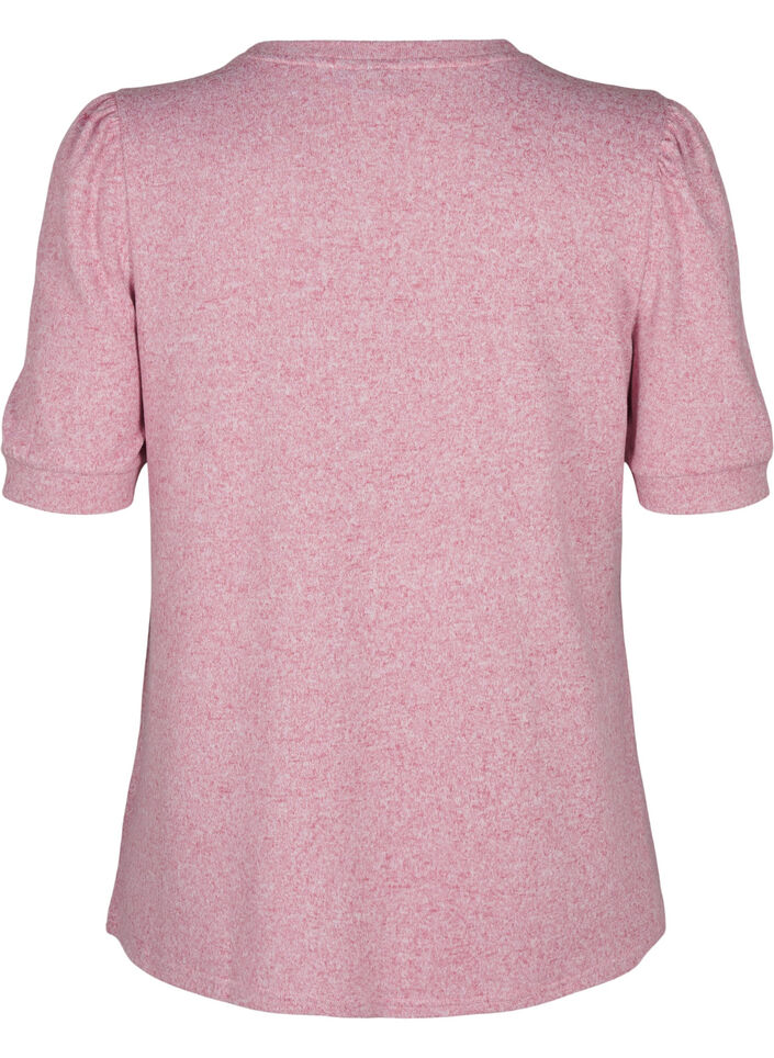 Bluzka z guzikami i krótkimi bufiastymi rekawami, Czerwony, Packshot image number 1