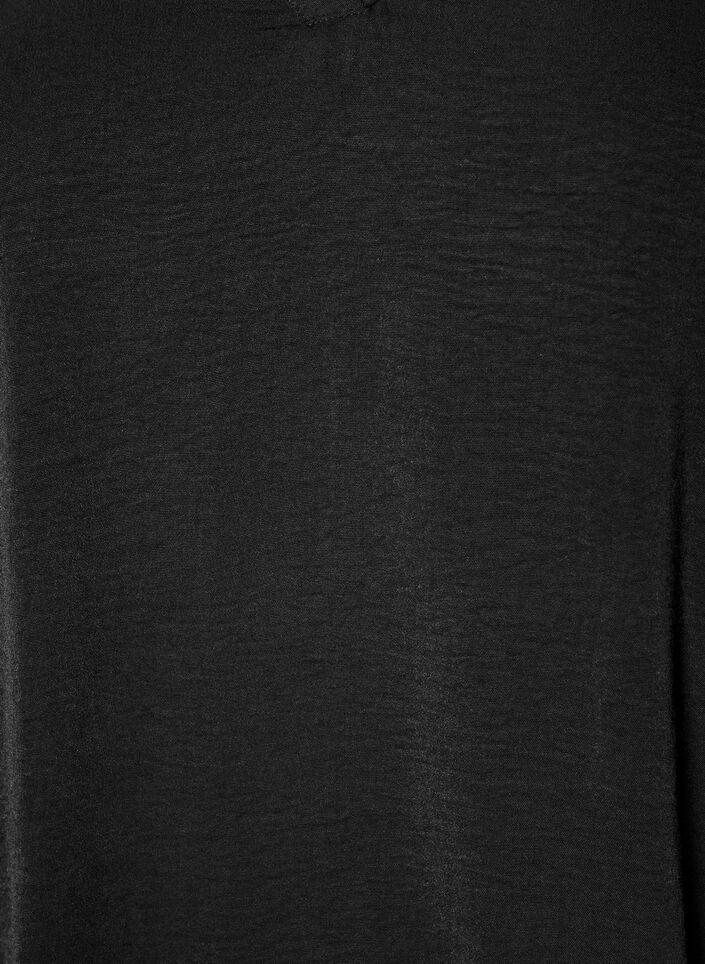 Bluzka z koronkowymi rekawami o balonowym kroju, Czarne, Packshot image number 2