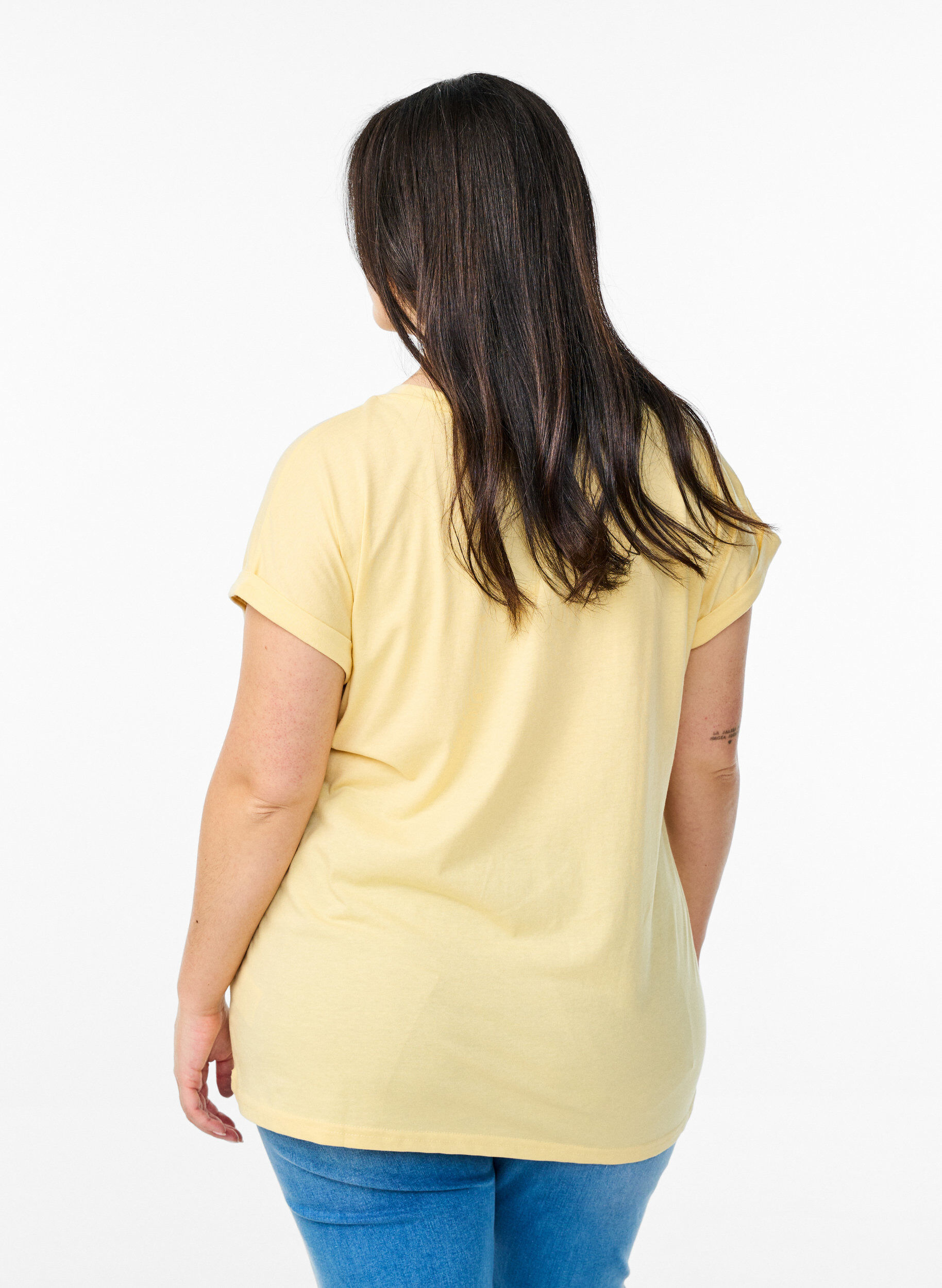 ZizziT-shirt z kr&oacute;tkim rekawem z mieszanki bawelny, Ż&oacute;łty, Model image number 2