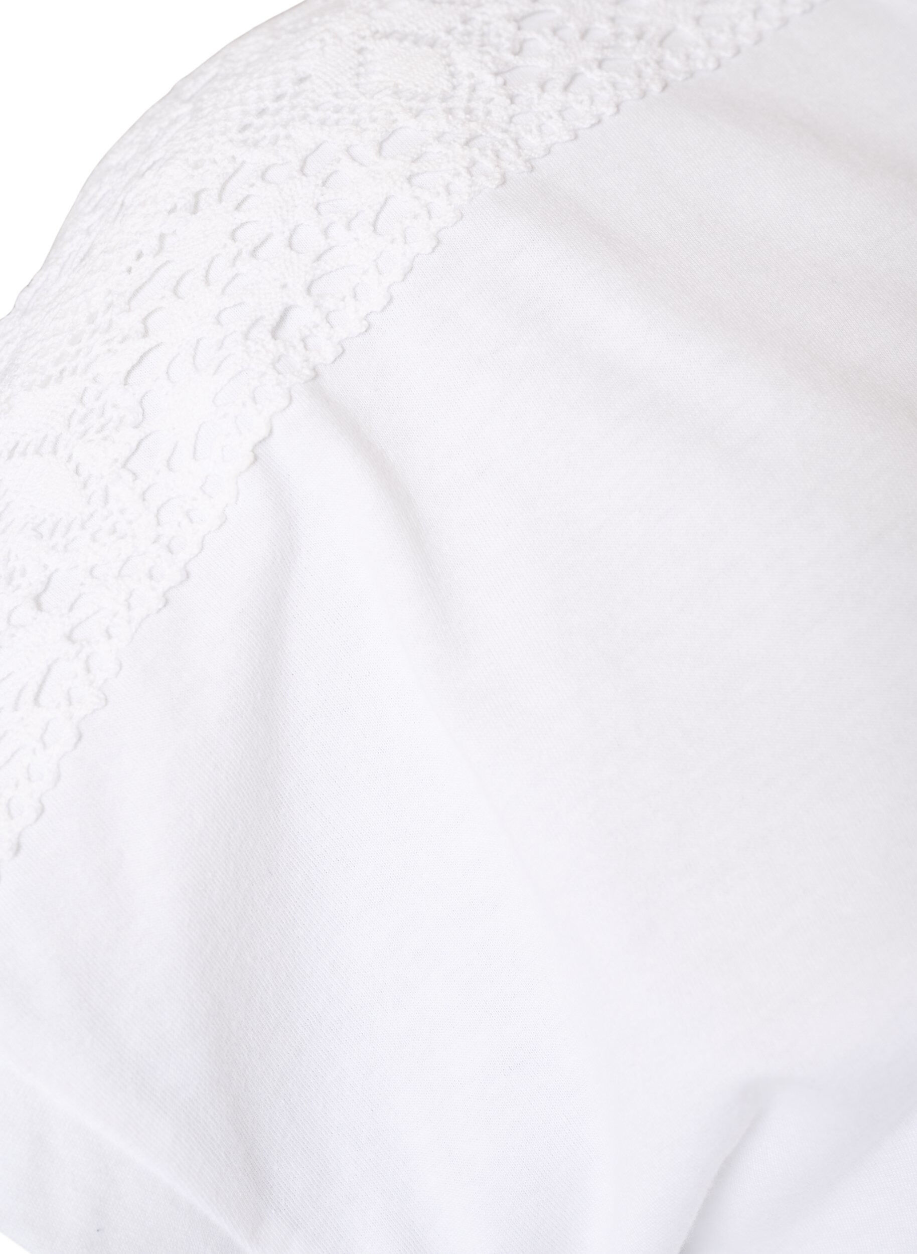 ZizziBawelniany T-shirt z szydelkowym detalem, Biały, Packshot image number 3