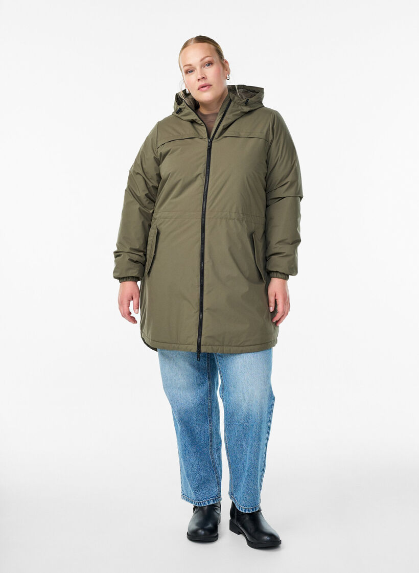 Lekka wyscielana kurtka z kapturem, Zielony, Model image number 1