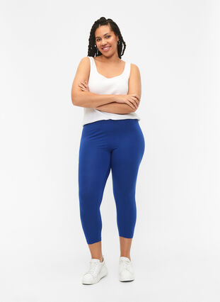 3/4-length wiskozowe legginsy w stylu basic, Monaco Blue, Model image number 2