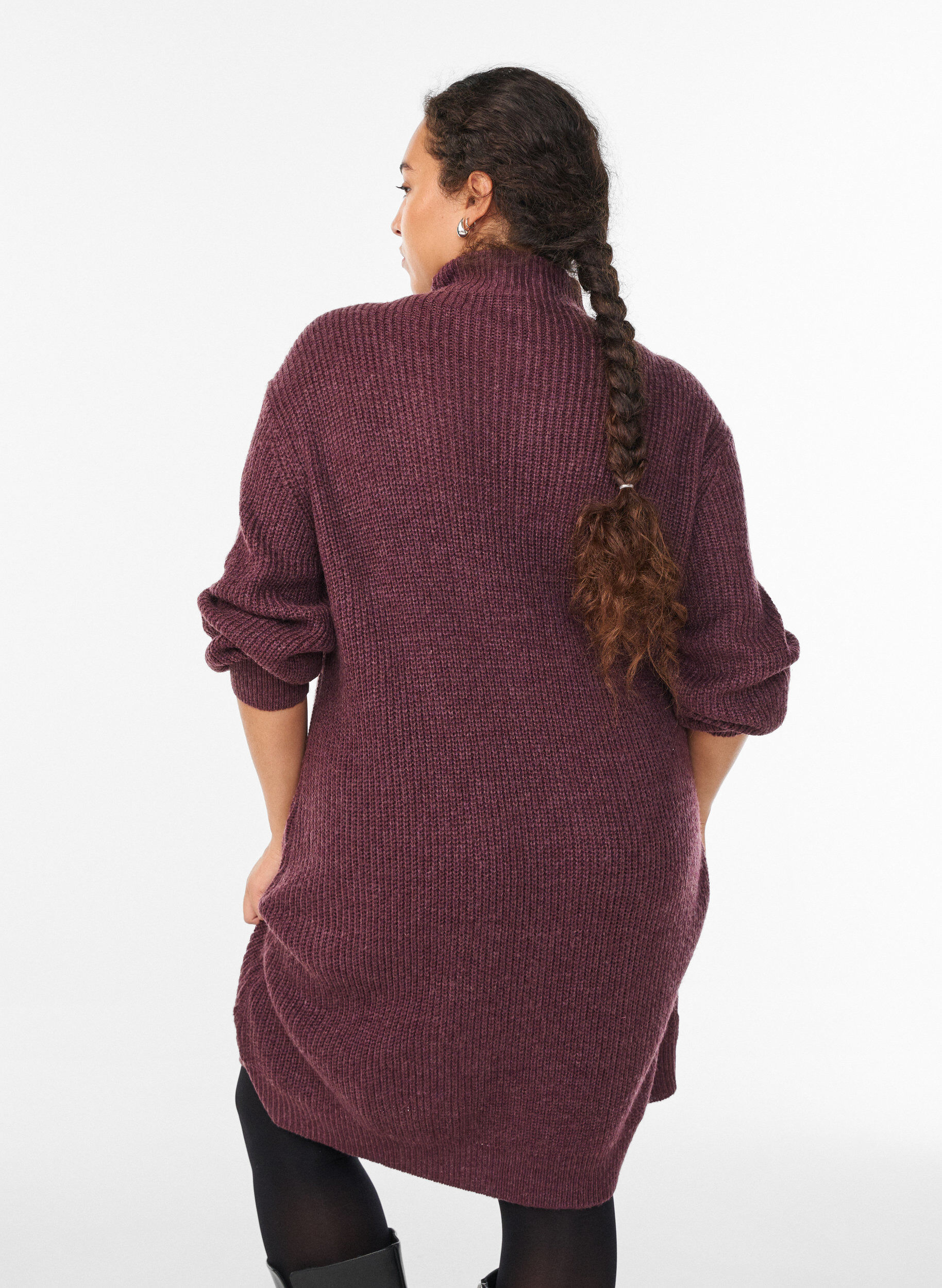 Zizzi FLASH - Kr&oacute;tka sukienka dzianinowa z wysokim dekoltem, Czerwony, Model image number 2