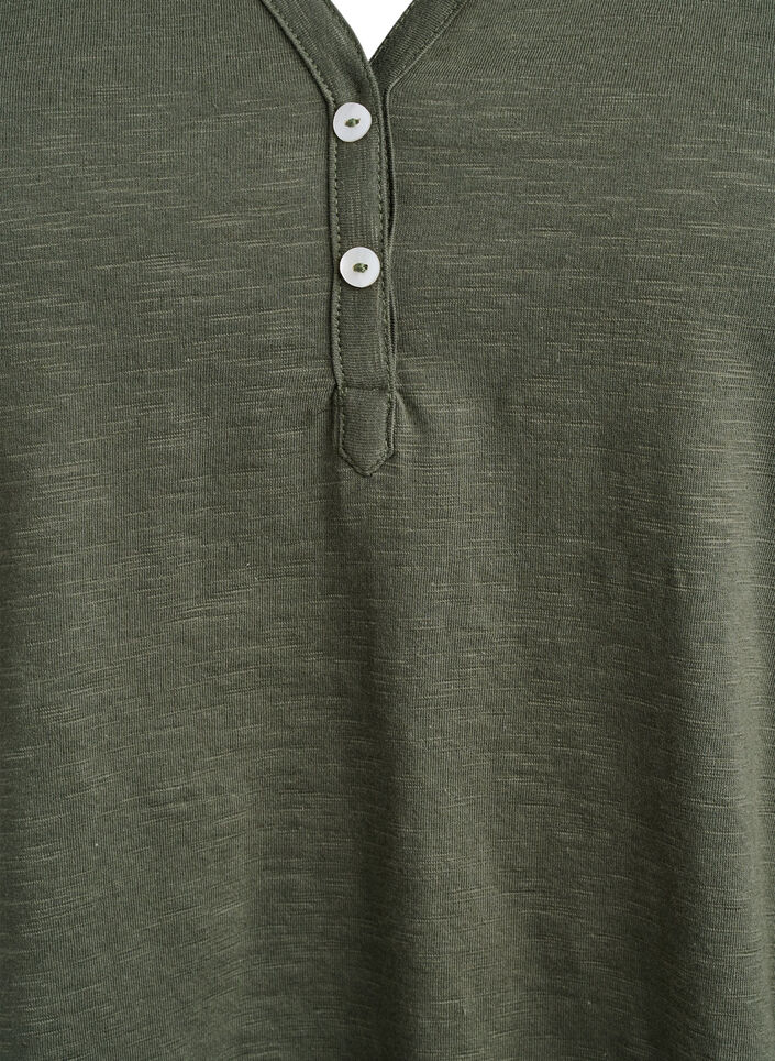 T-shirt z guzikami, Zielony, Packshot image number 2