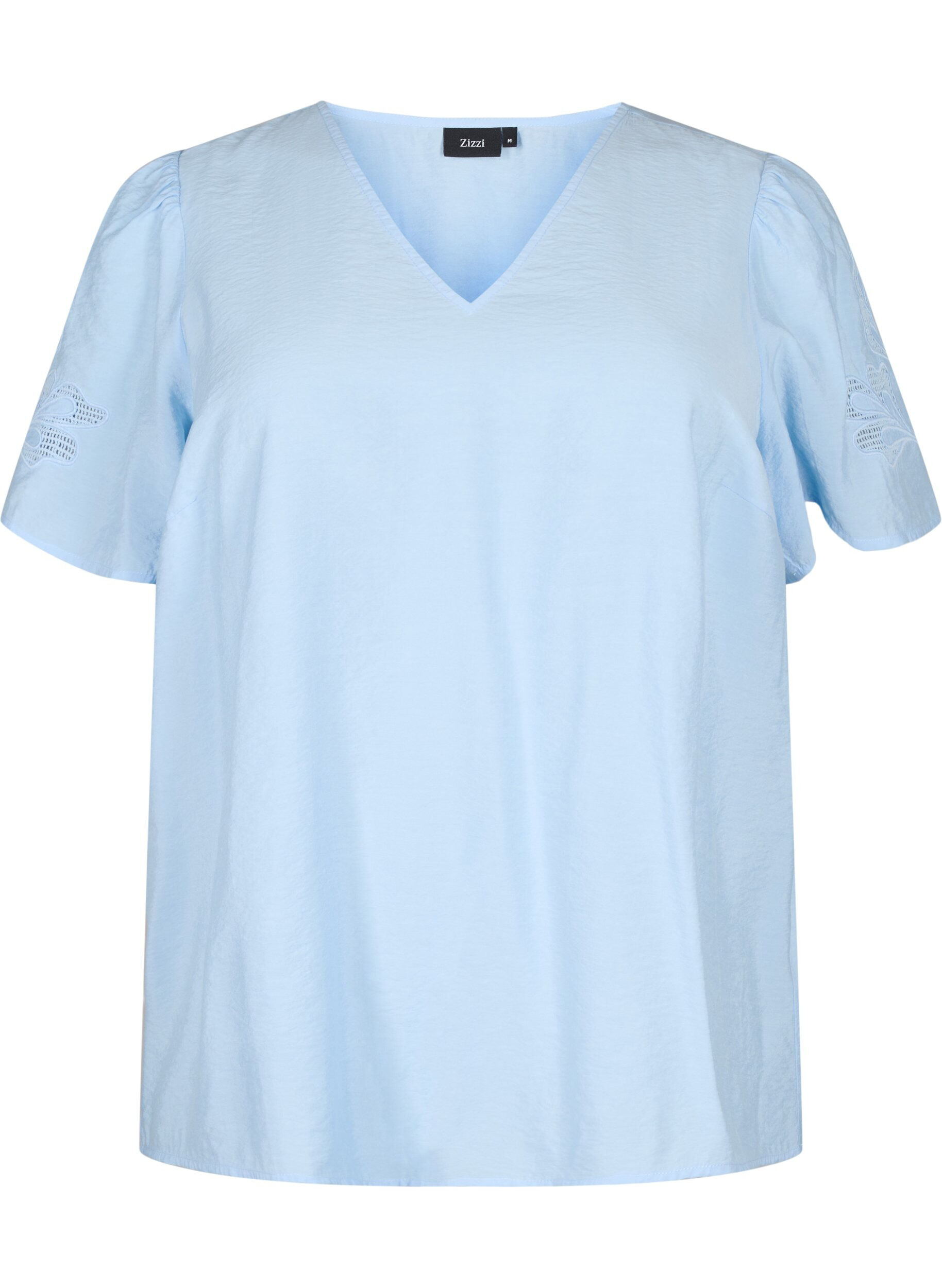 Bluzka z wiskozy z kr&oacute;tkim rekawem i haftem