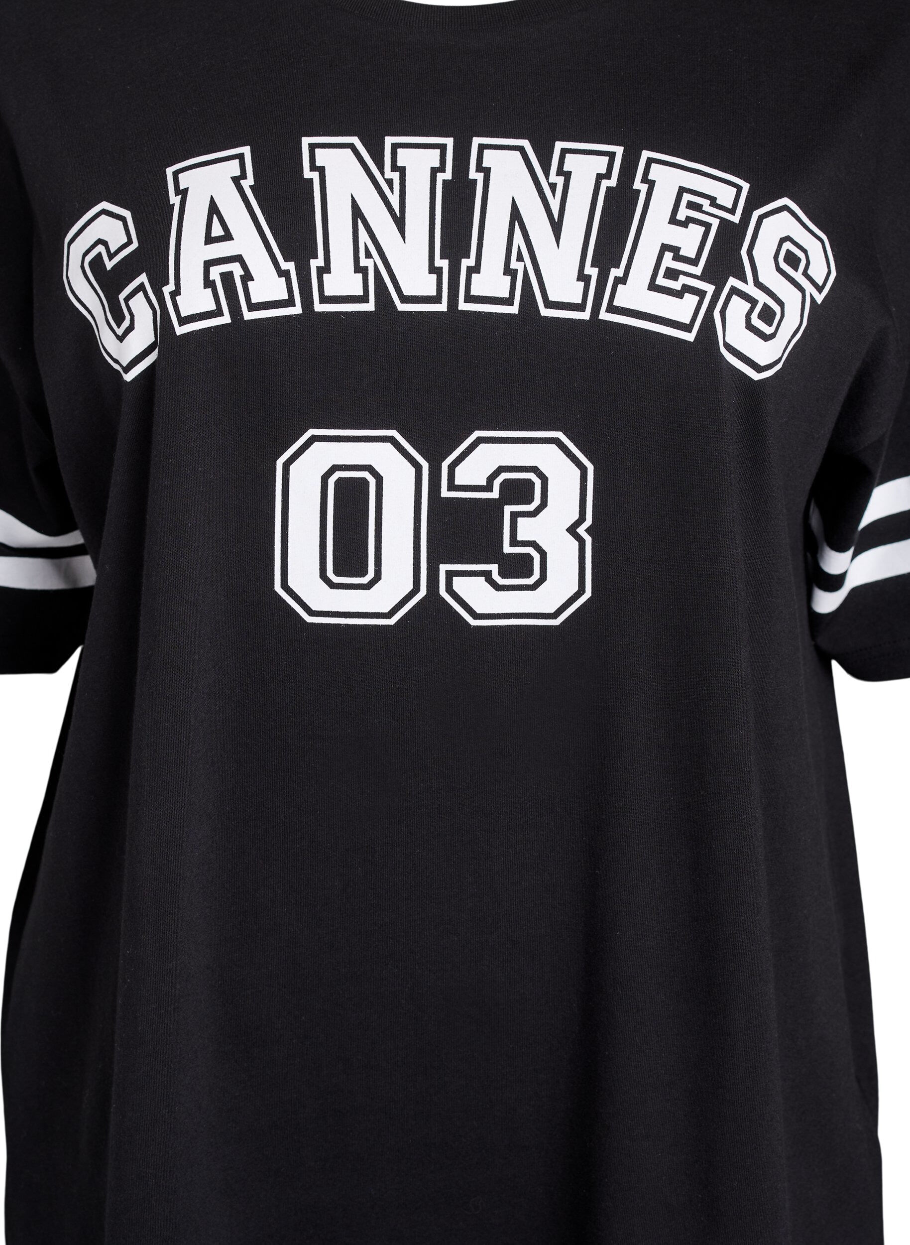 Zizzi Sportowy T-shirt oversize w stylu uniwersyteckim, Czarne, Packshot image number 2