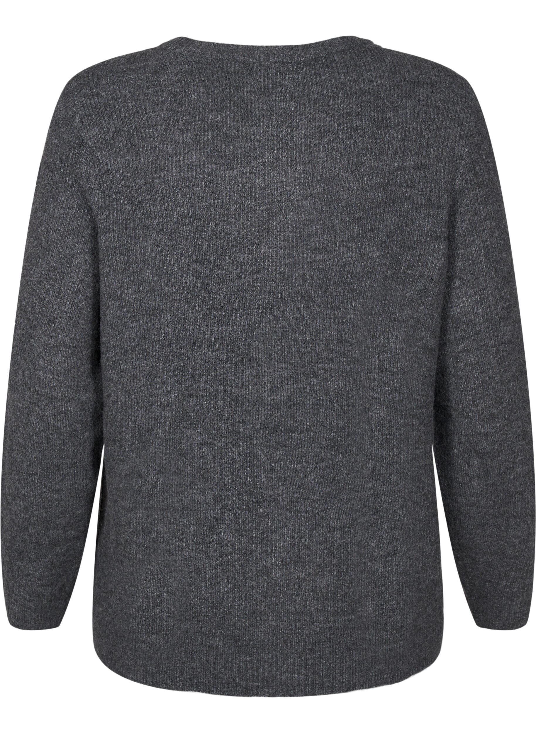 Zizzi Melanzowy sweter z okraglym dekoltem, Dark Grey Black Mel., Packshot image number 1
