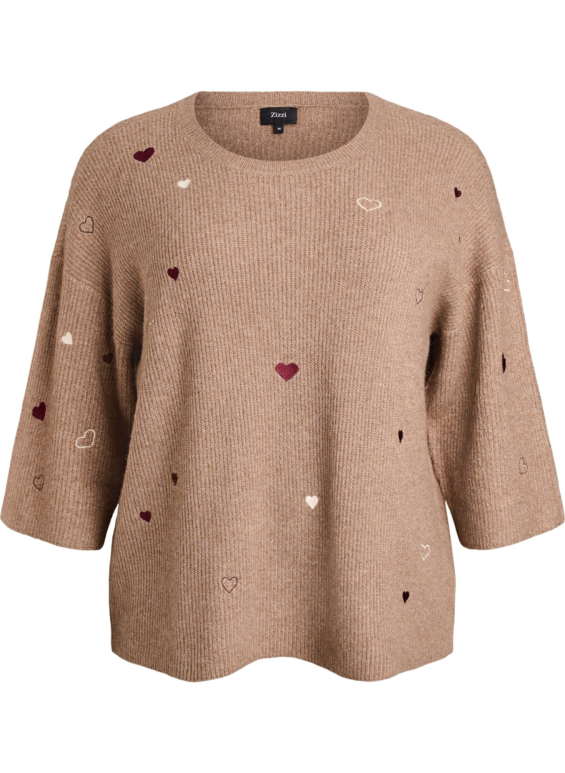 Sweter w serduszka z rekawami 3/4