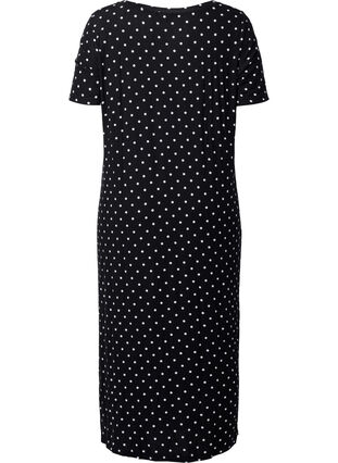 Wiskozowa sukienka midi z krótkim rekawem, Black Dot, Packshot image number 1