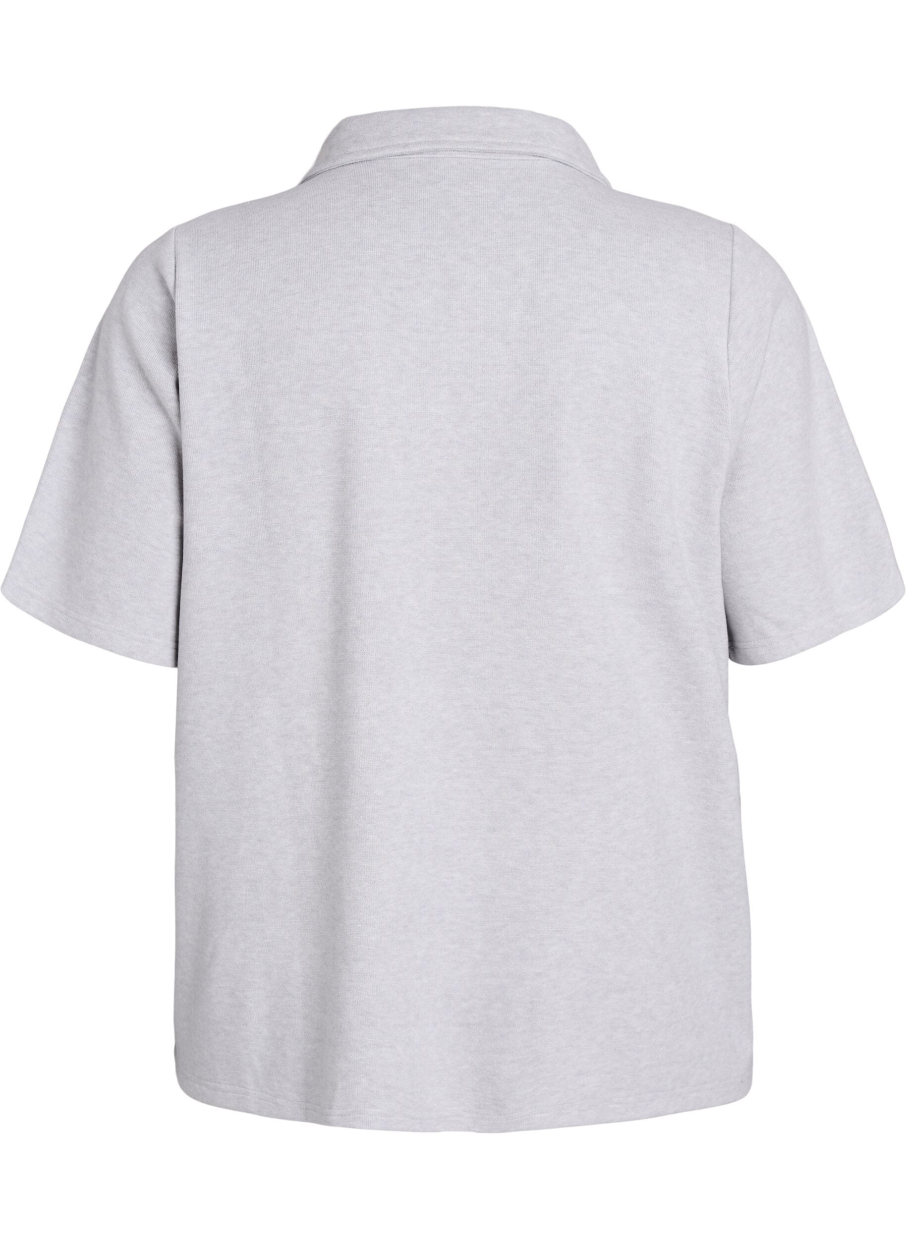 Zizzi Dzersejowa bluzka z kolnierzykiem i kr&oacute;tkim rekawem, Szary, Packshot image number 1