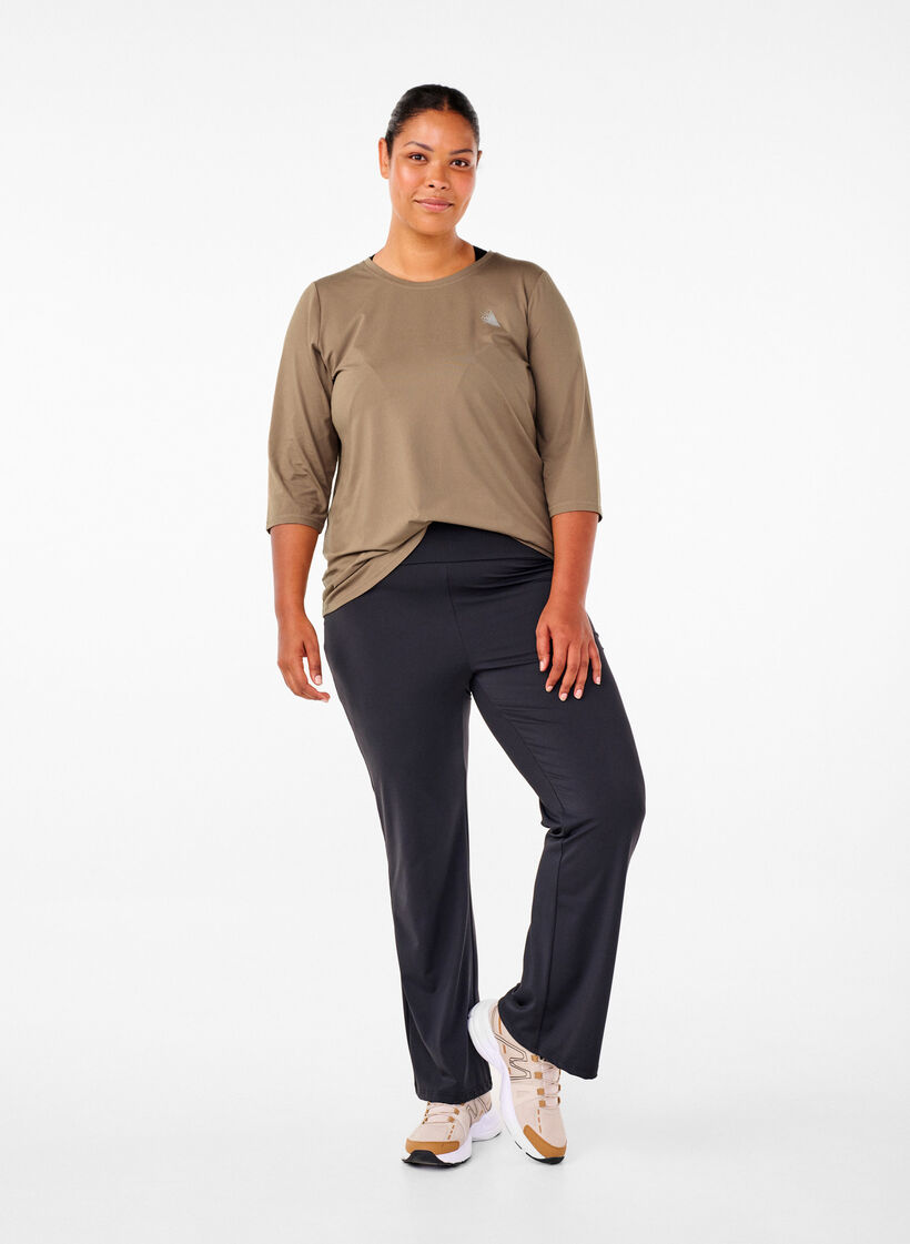 Sportowy top z rekawami 3/4, Beżowy, Model image number 1