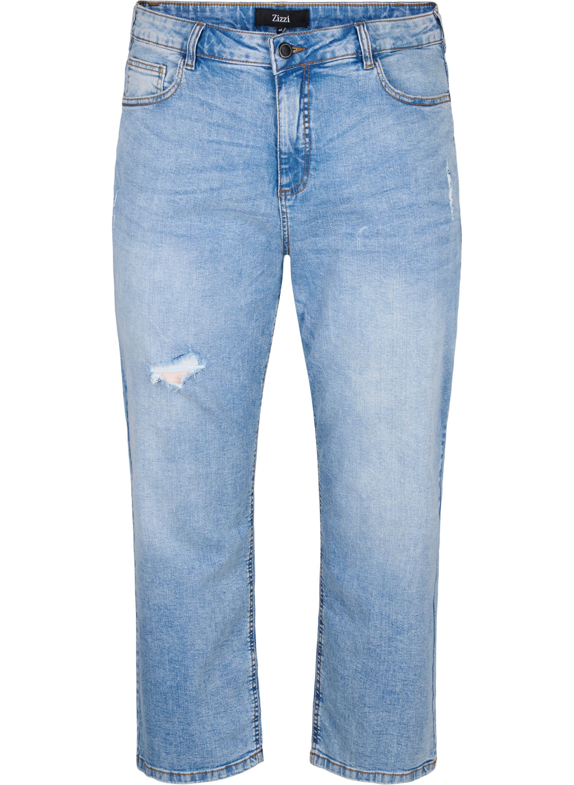 Zizzi Skr&oacute;cone jeansy Vera z podniszczonymi detalami, Blue Denim, Packshot image number 0