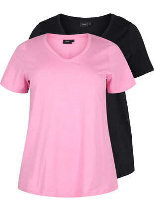 2-pack podstawowa koszulka bawelniana, Rosebloom / Black, Packshot image number 0