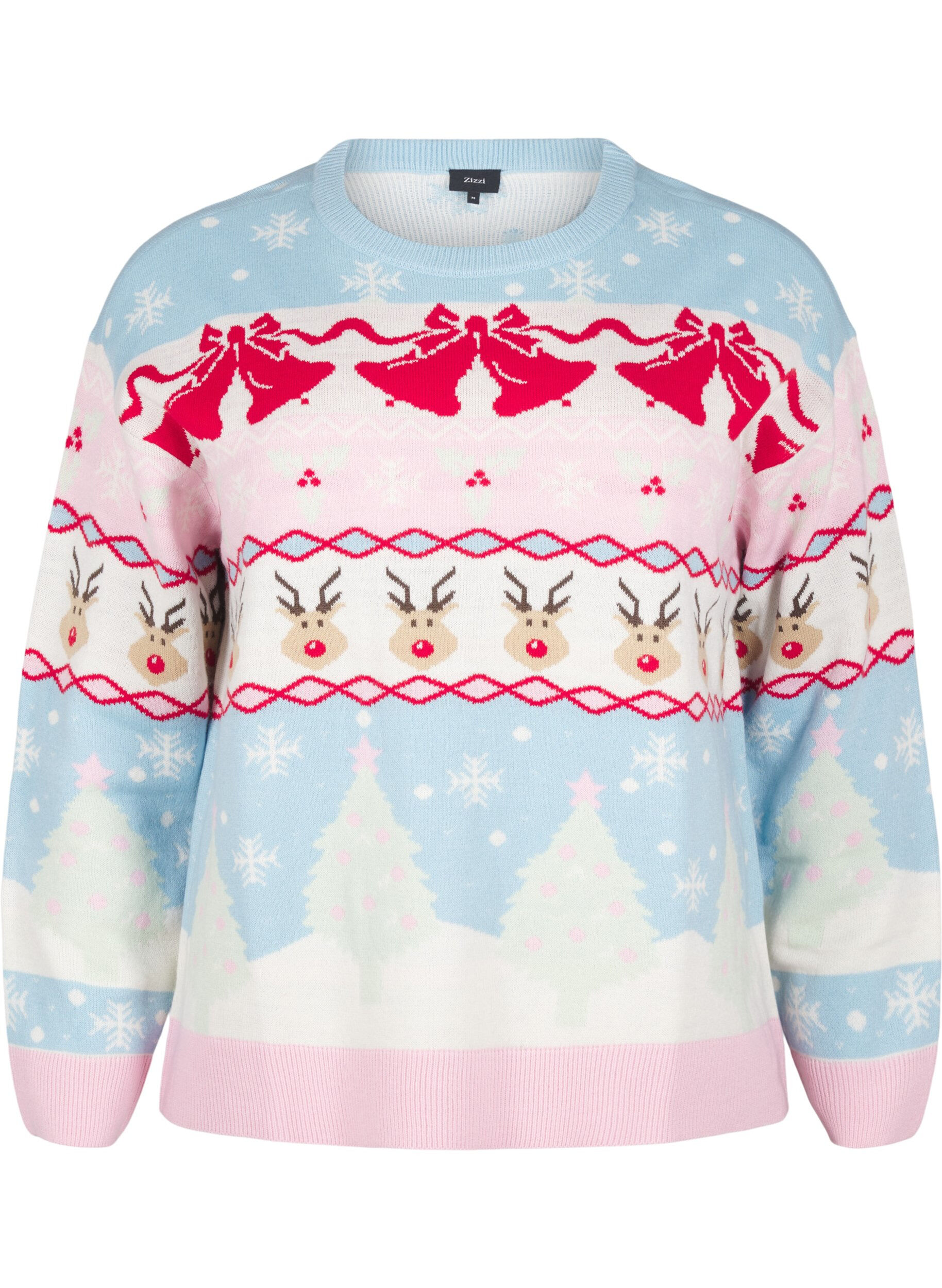 Zizzi Swiateczny sweter, Cerulean Comb, Packshot image number 0