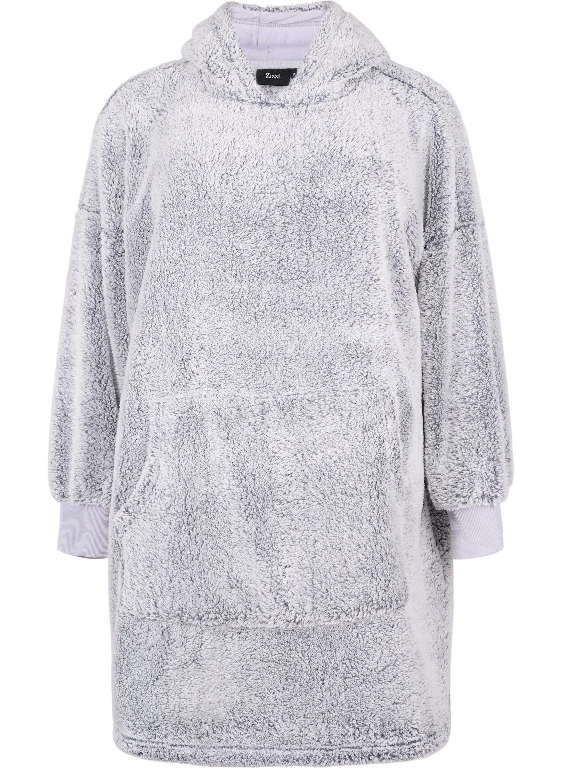Zizzi Sukienka pluszowa oversize z kieszenia, Grey Melange, Packshot image number 0