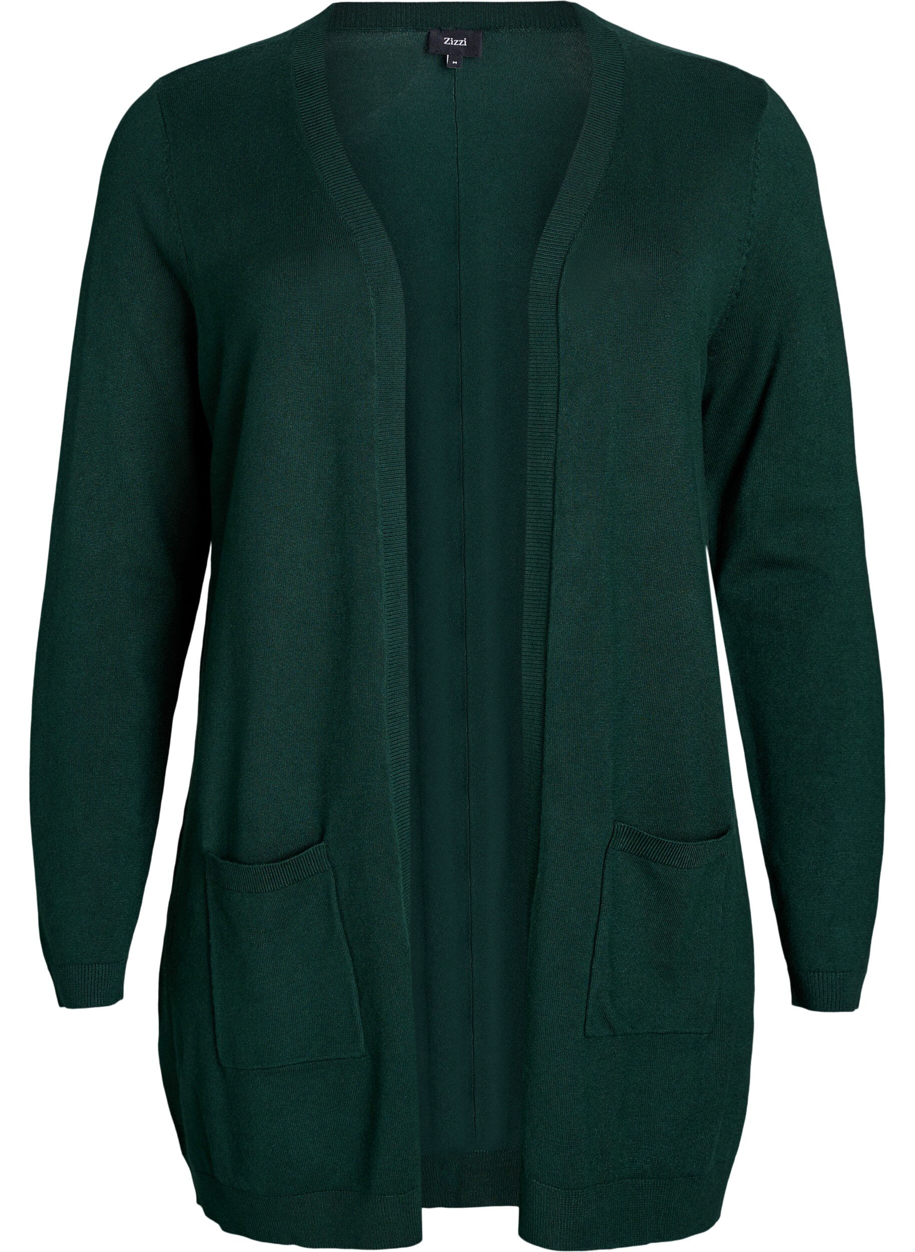 Zizzi Dlugi, dzianinowy kardigan z mieszanki wiskozy, Zielony, Packshot image number 0