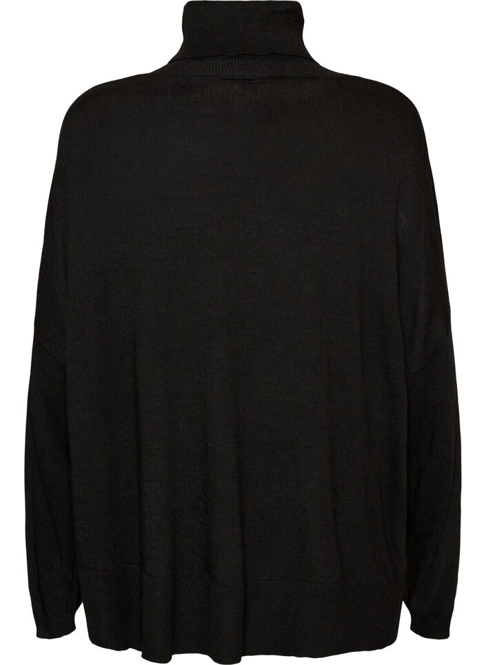 Sweter z kolnierzykiem i luznym krojem, Czarne, Packshot image number 1