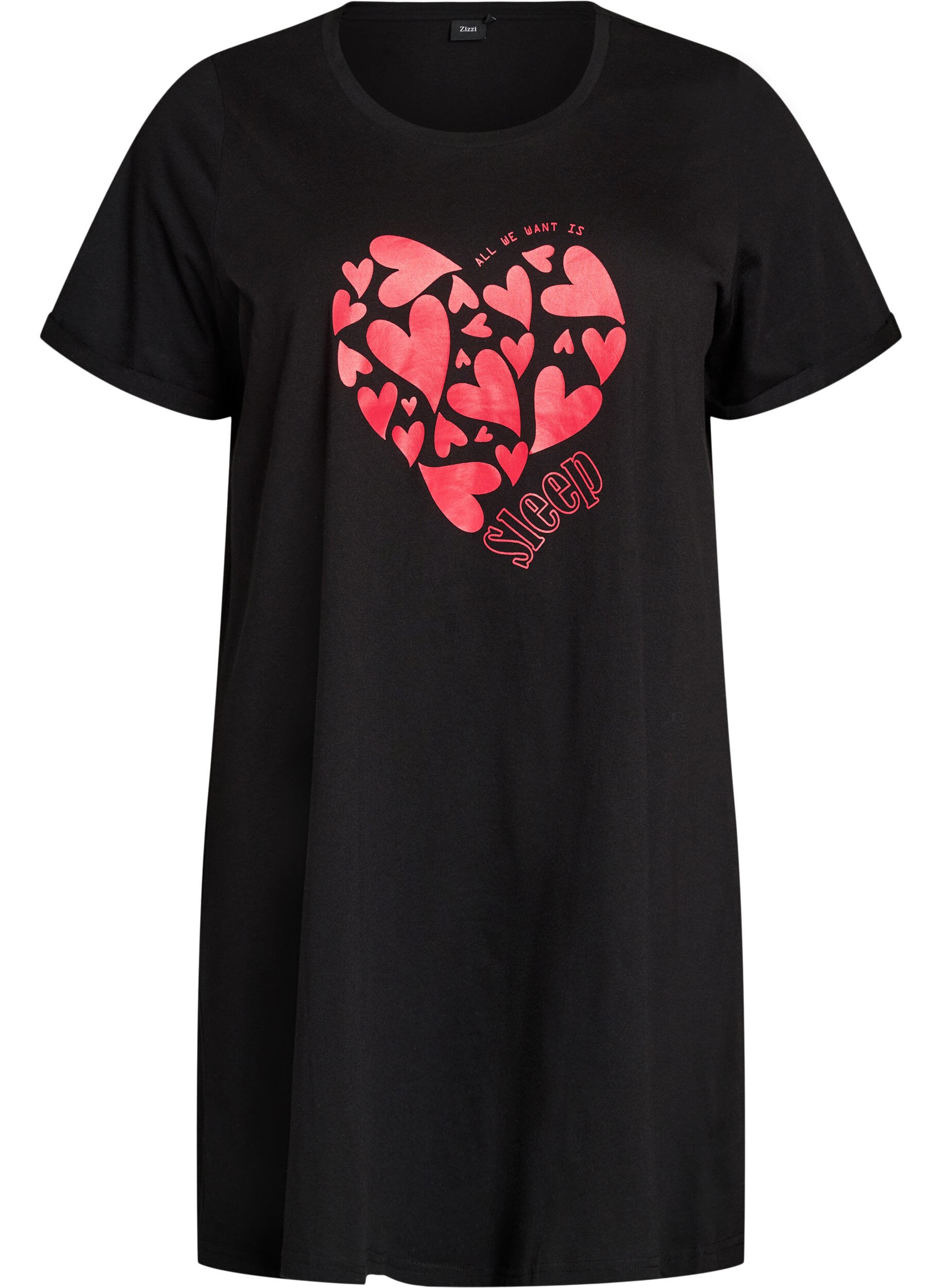 Zizzi Koszula nocna z kr&oacute;tkim rekawem, wykonana z bawelny organicznej, Czarne, Packshot image number 0