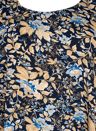 Flash – bluzka z krótkim rekawem i nadrukiem, Brown Blue Flower, Packshot image number 2
