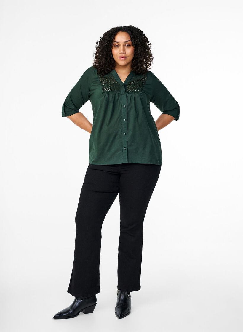 FLASH – koszula z szydelkowym detalem, Scarab, Model image number 2