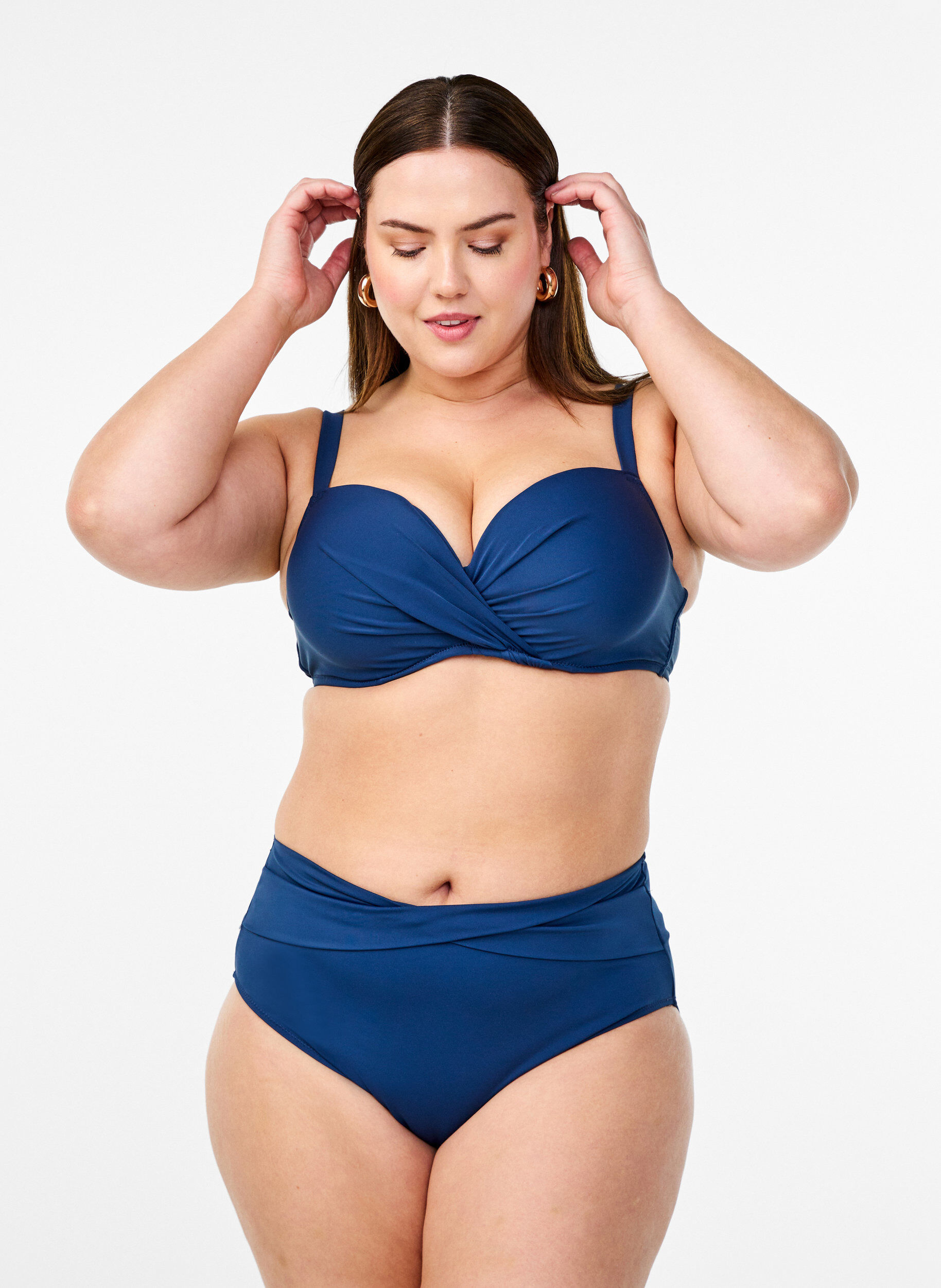 ZizziFigi damskie od bikini z detalem kopertowym, Niebieskie, Model image number 0