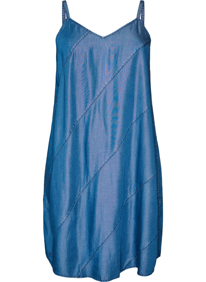 Sukienka na ramiaczkach w stylu jeansowym wykonana z TENCEL&trade; Lyocell, Niebieskie, Packshot image number 0