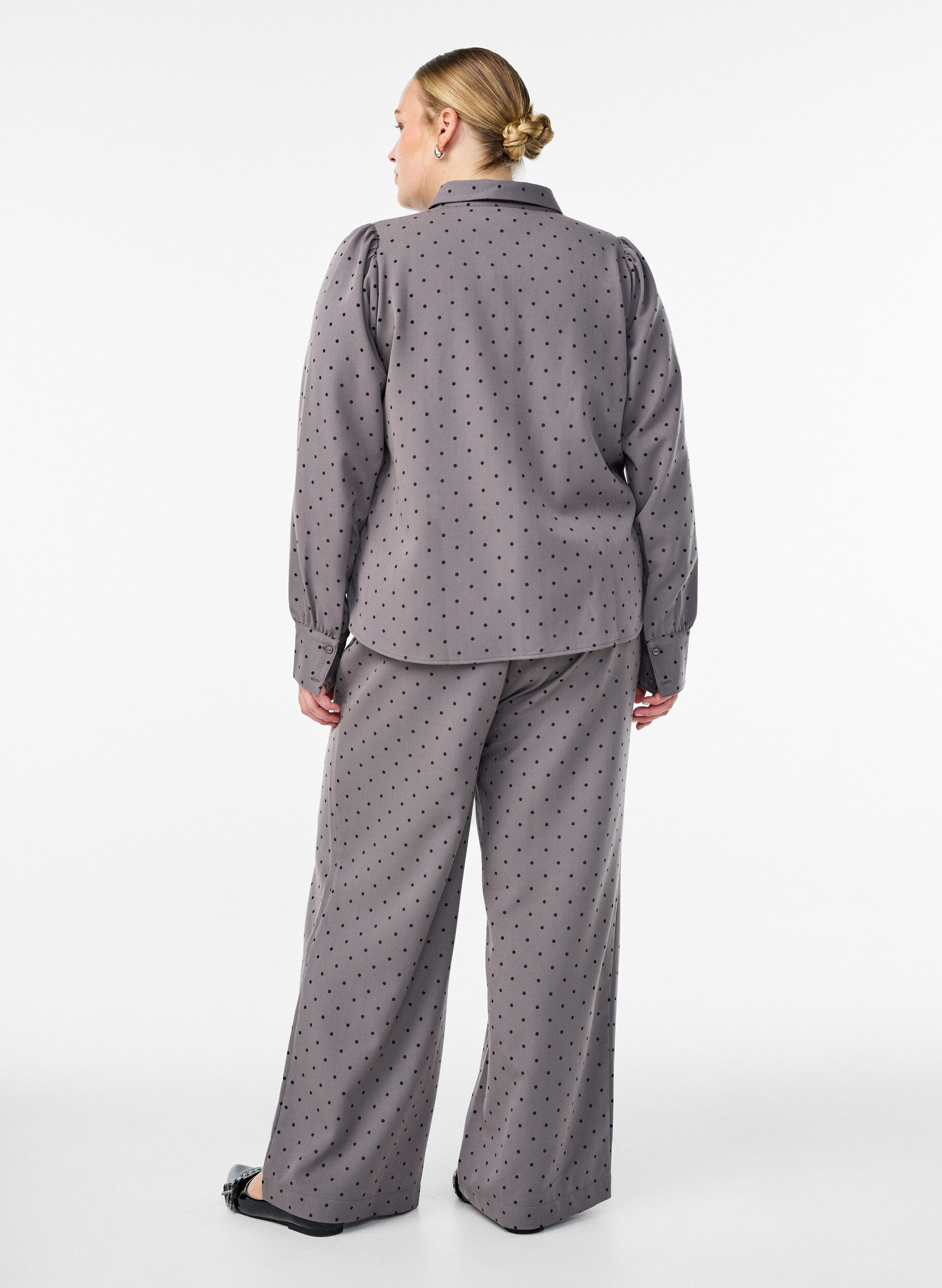 Zizzi Spodnie o szerokich nogawkach i wysokim stanie, Szary, Model image number 1