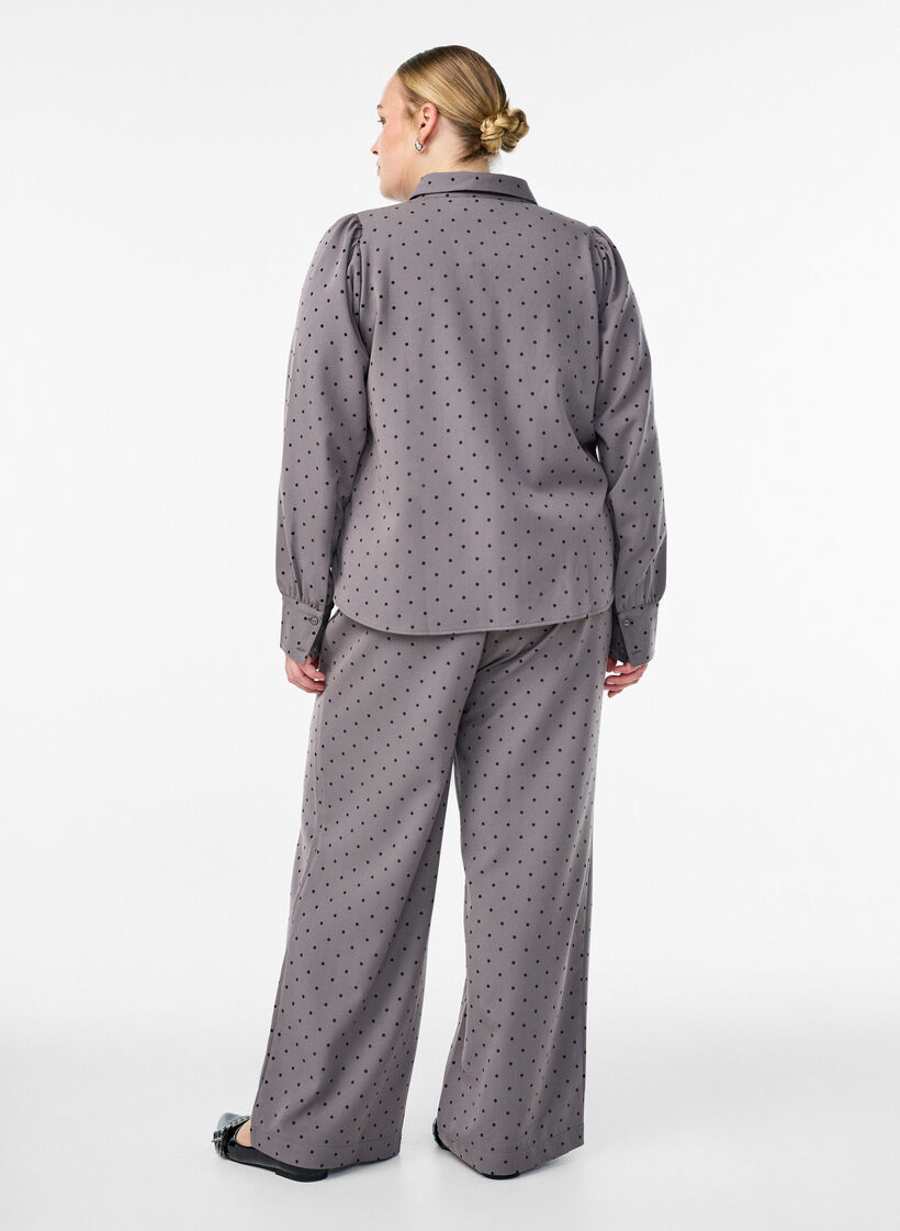 Spodnie o szerokich nogawkach i wysokim stanie, Szary, Model image number 1