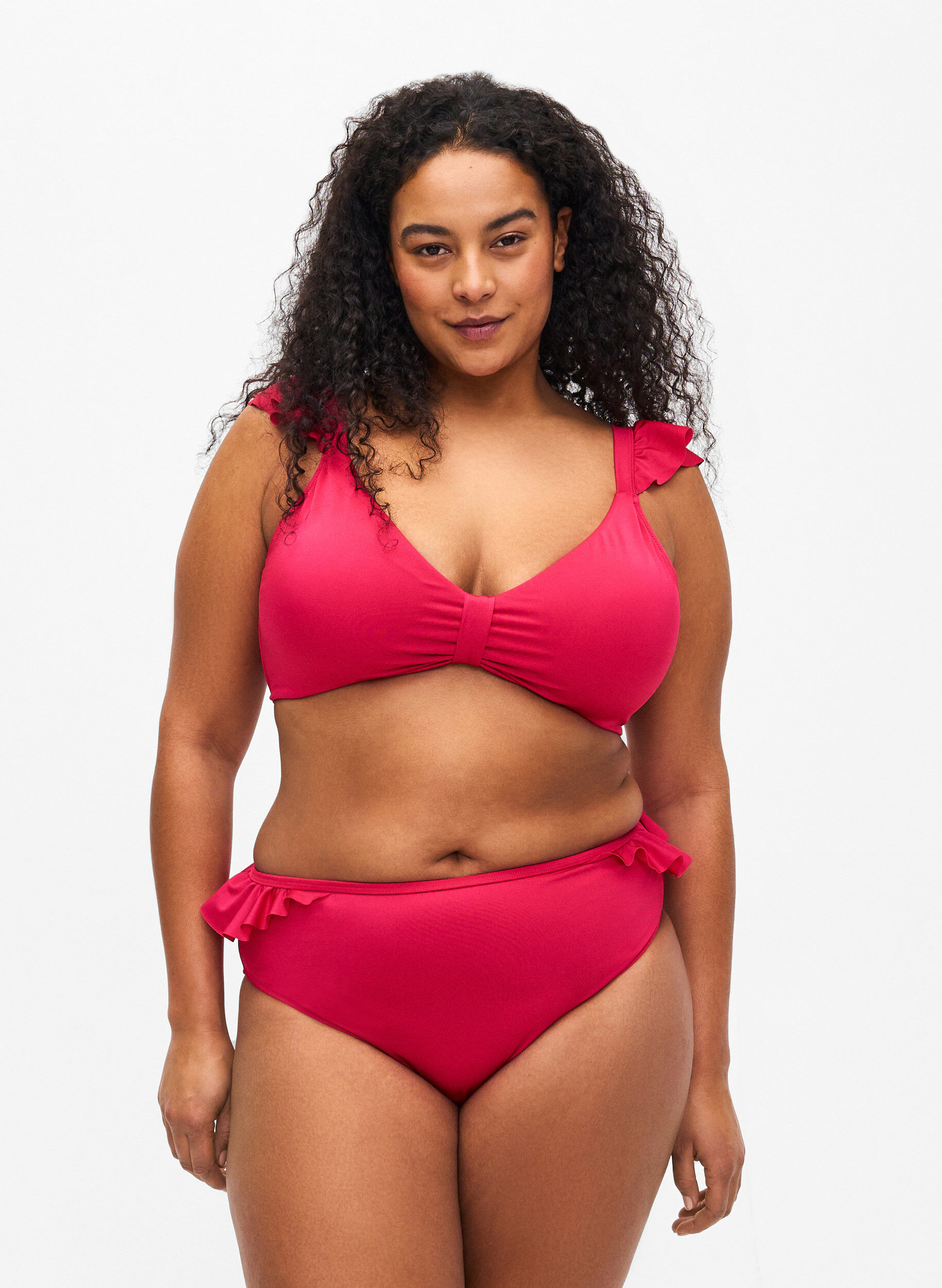 Zizzi Majtki bikini z falbankami, R&oacute;żowy, Model image number 0