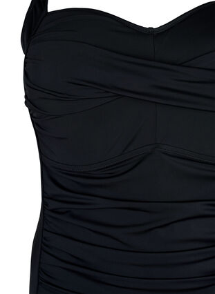 Pikowany kostium kapielowy z drapowaniem, Black, Packshot image number 2