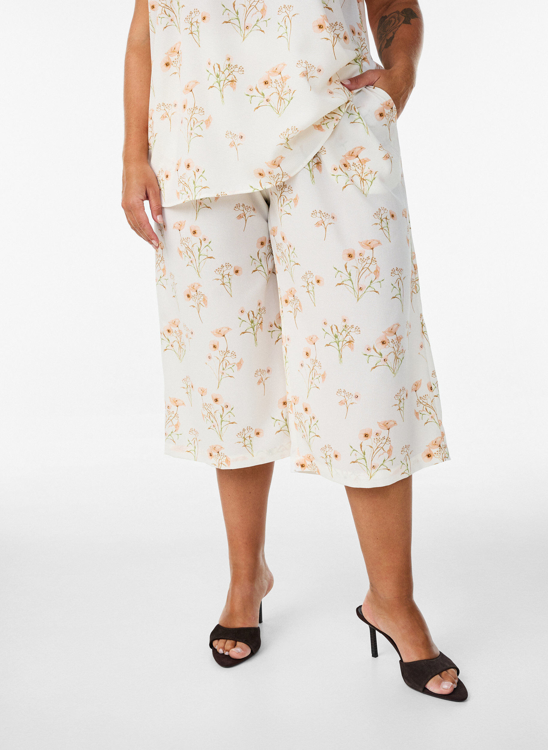 ZizziSpodnie culotte z nadrukiem, Biały, Model image number 2