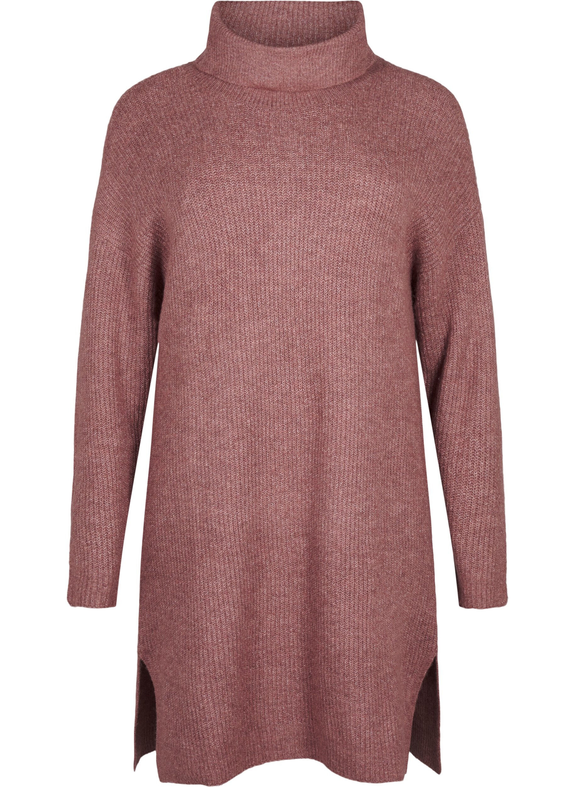 Zizzi FLASH - Dzianinowa sukienka z golfem, R&oacute;żowy, Packshot image number 0