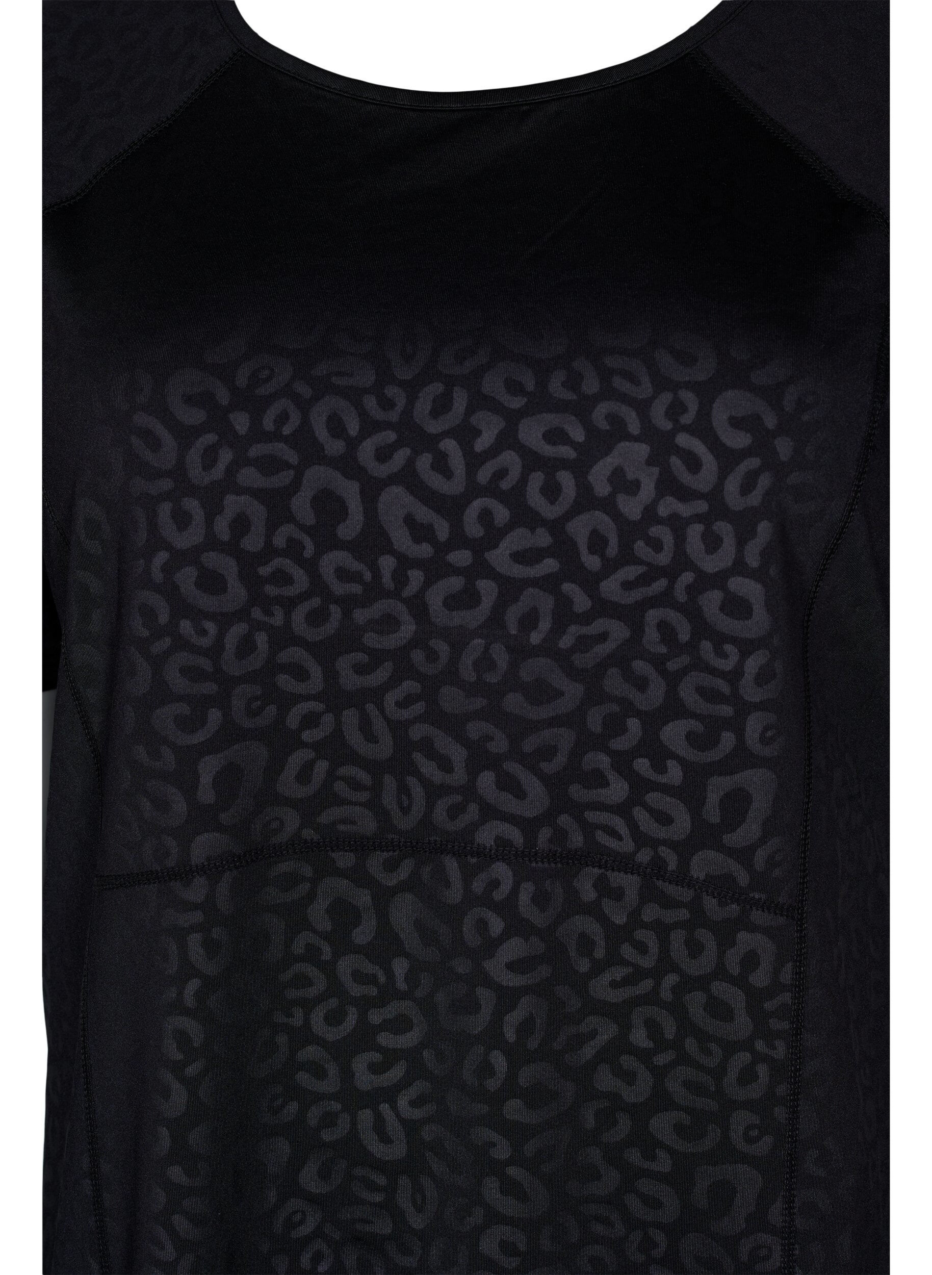Zizzi Workout t-shirt with print and mesh, Black, Packshot image number 2