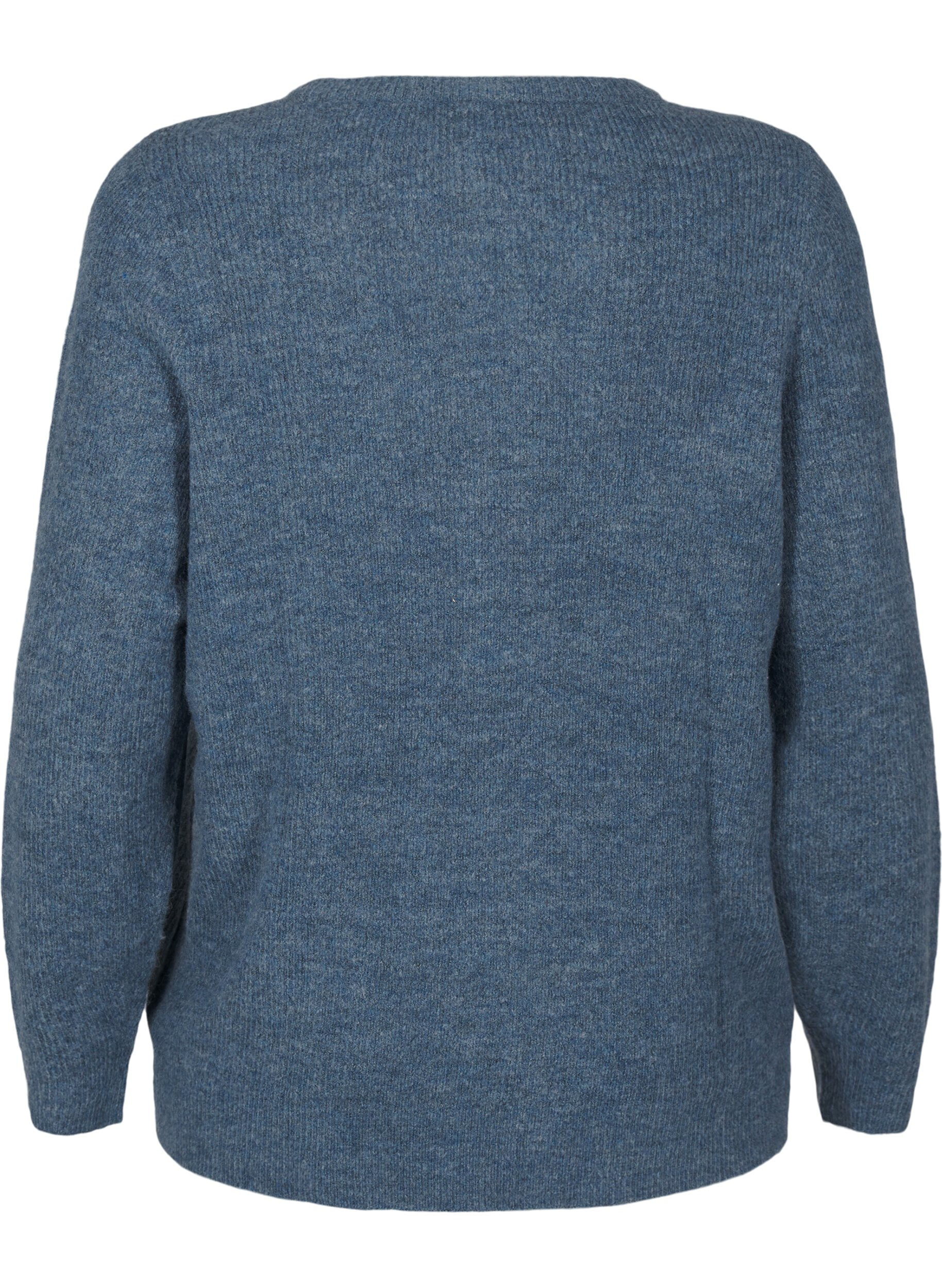 Zizzi Melanzowy sweter z okraglym dekoltem, Bering Sea Mel., Packshot image number 1