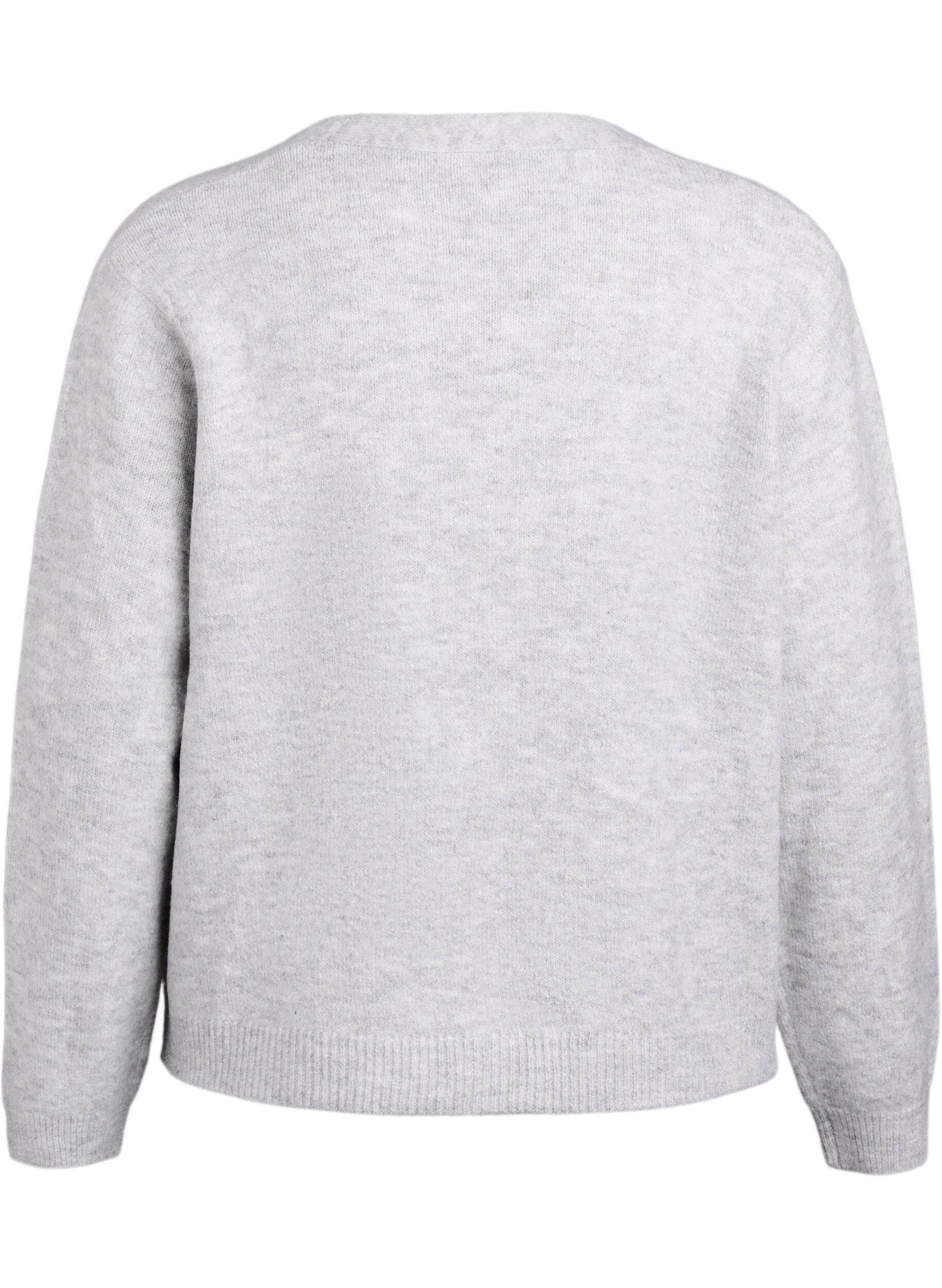 Zizzi Dzianinowy kardigan z perlowymi guzikami, Szary, Packshot image number 1