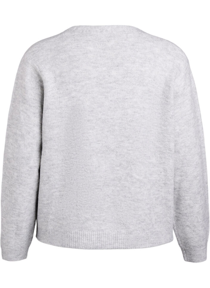 Dzianinowy kardigan z perlowymi guzikami, Szary, Packshot image number 1