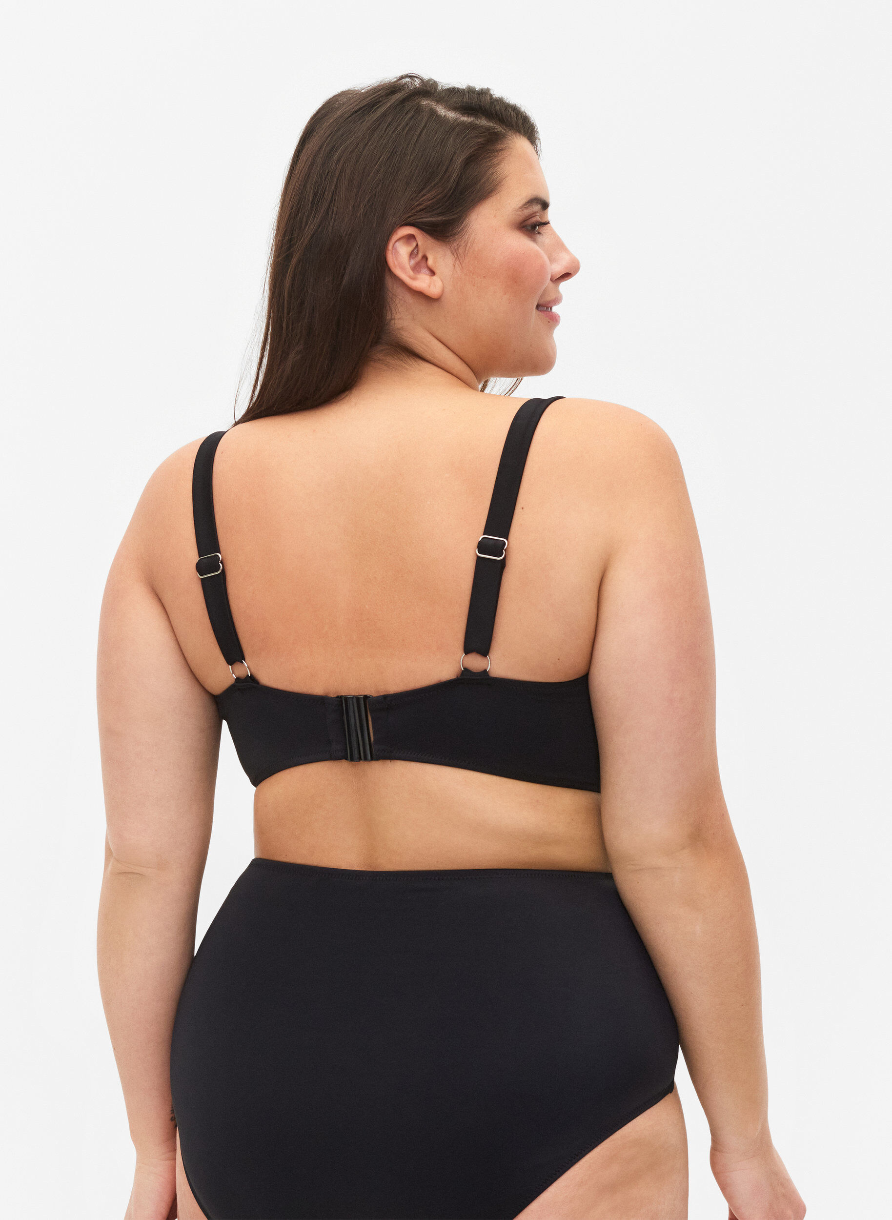 Zizzi Biustonosz bikini z fiszbinami i drapowaniami, Czarne, Model image number 1