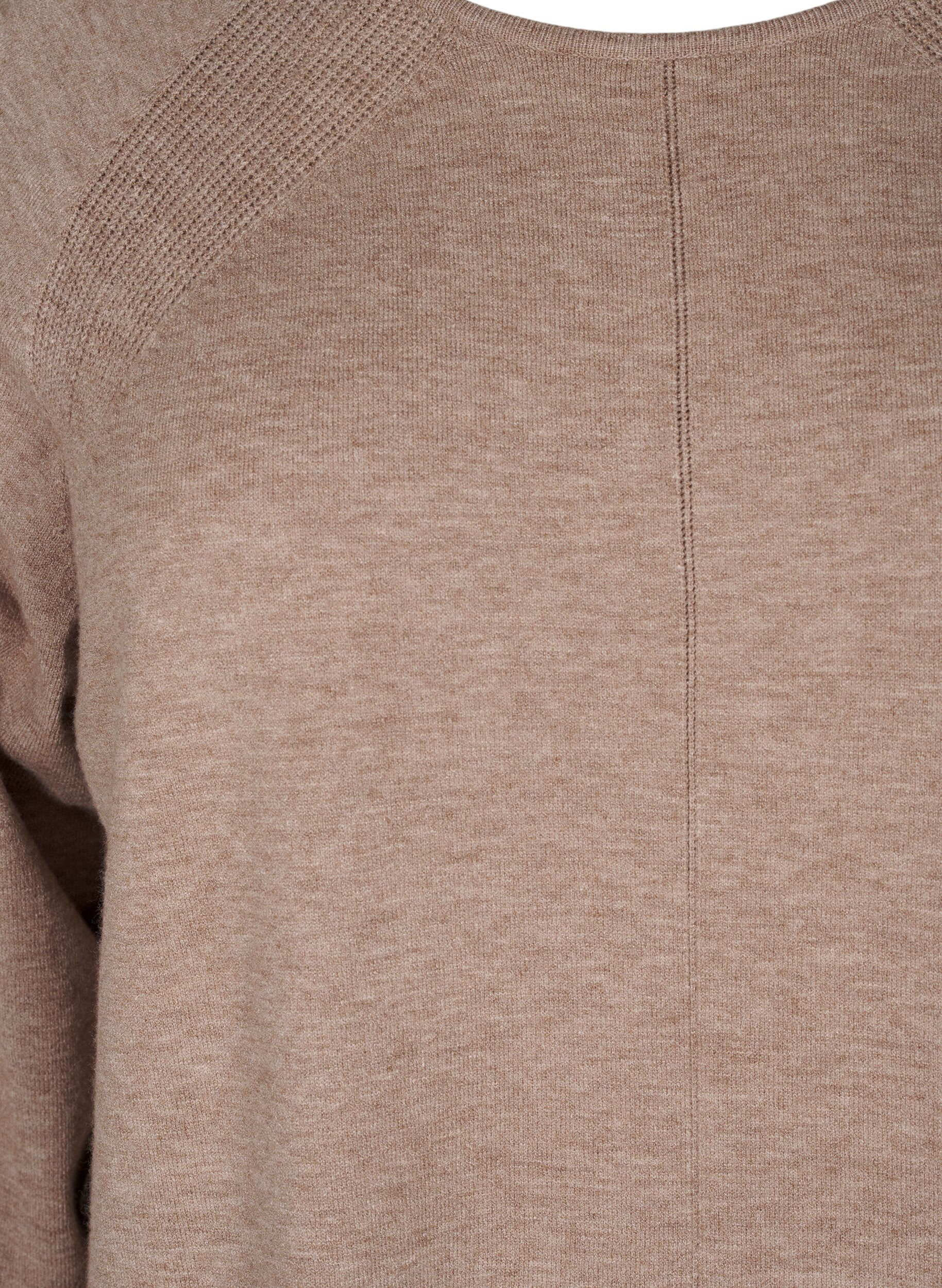 Zizzi Dzianinowa sukienka z okraglym dekoltem i dzianinowym wzorem, Fossil Mel., Packshot image number 2