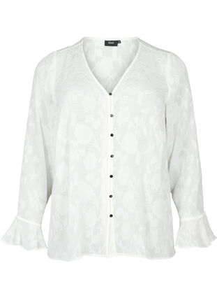 Zakardowa koszula z dlugimi rekawami, Bright White, Packshot image number 0