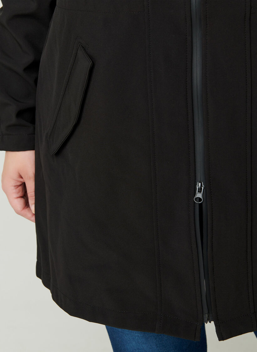 Kurtka softshell z kapturem, Black solid, Model image number 3